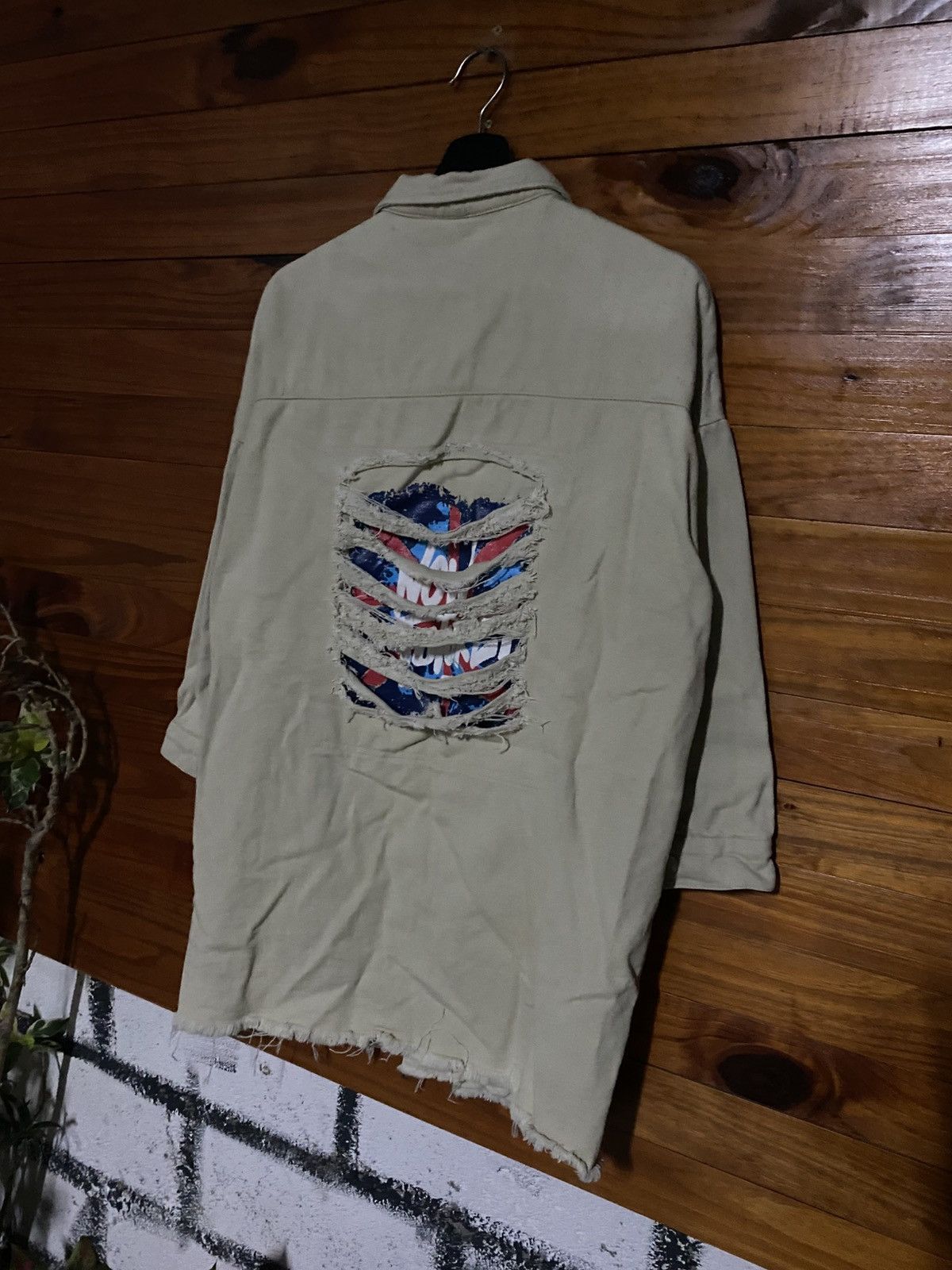 Japanese Brand Ou Bei Yi Distressed Back-Slashed Long Shirt Jacket Grunge Size L / US 10 / IT 46 - 5 Thumbnail