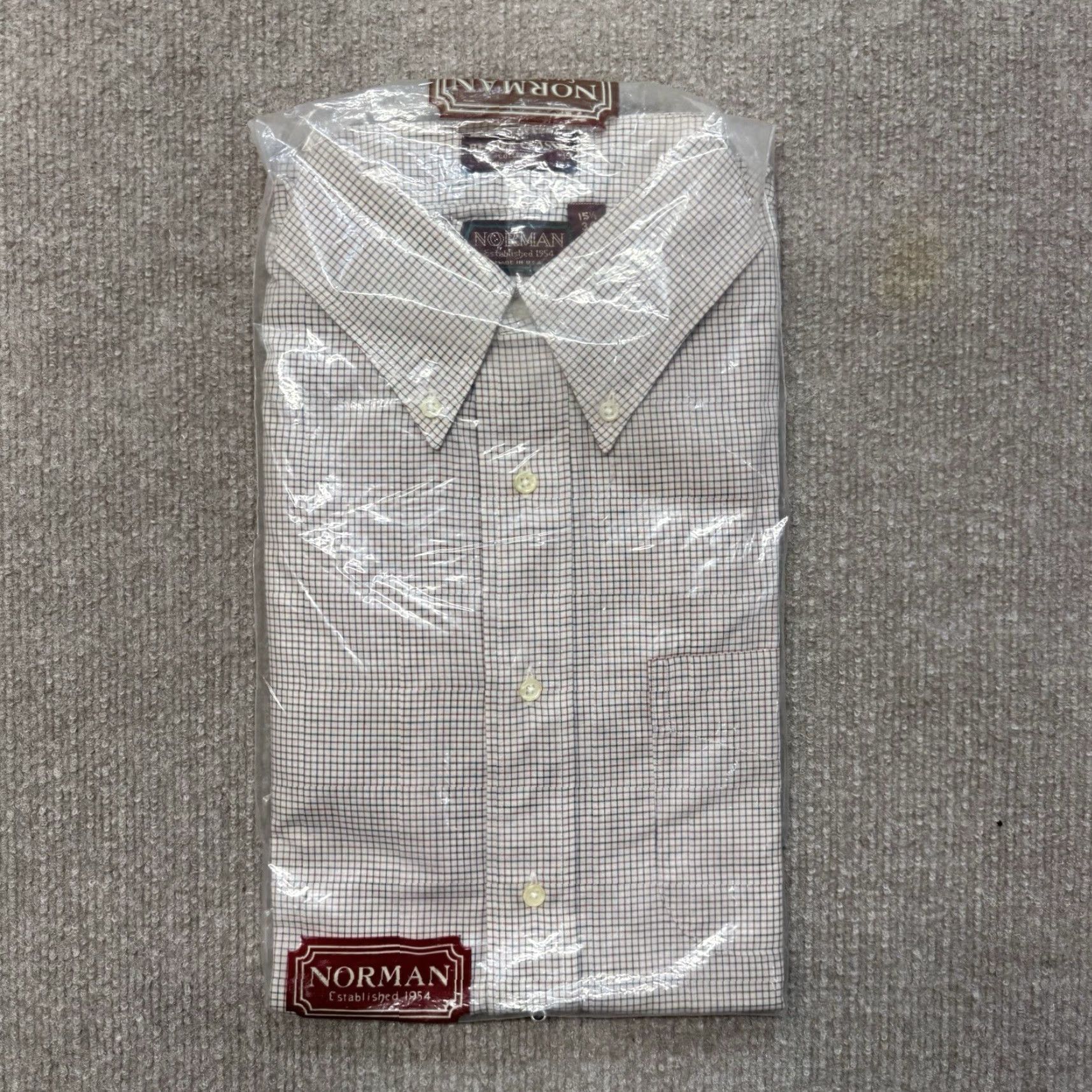 Vintage VINTAGE Norman Dress Shirt Mens Button-Down Check Stripe 15.5 White NOS Size 42R - 6 Thumbnail