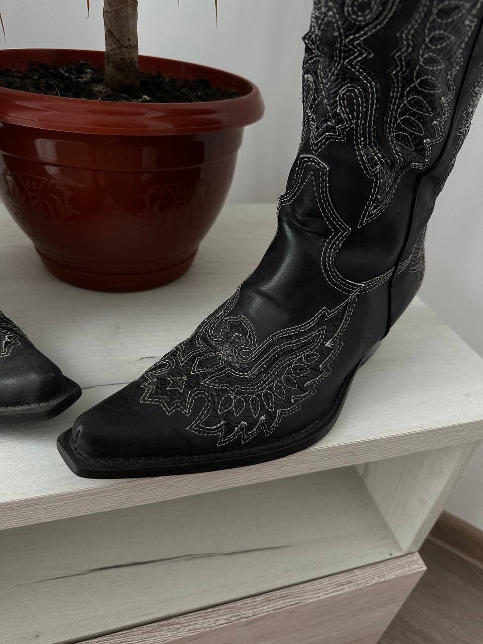 Cowboy Equipment × Vintage Vintage Cowboy Western Black Boots Size US 7 / IT 37 - 4 Thumbnail