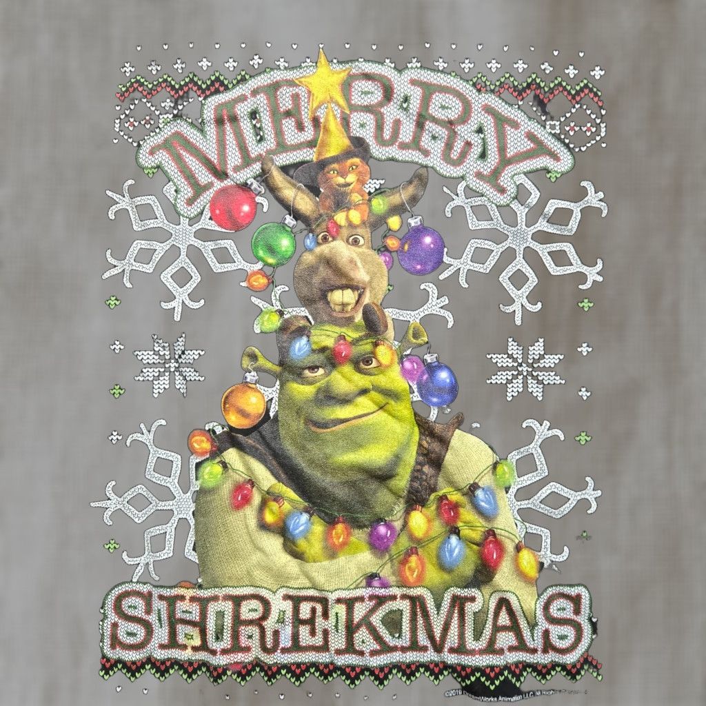 Vintage Shrek Merry Shrekmas Christmas Black Short Sleeve Tee T-Shirt Adult Men's 2XLT Size US XXL / EU 58 / 5 - 1 Thumbnail