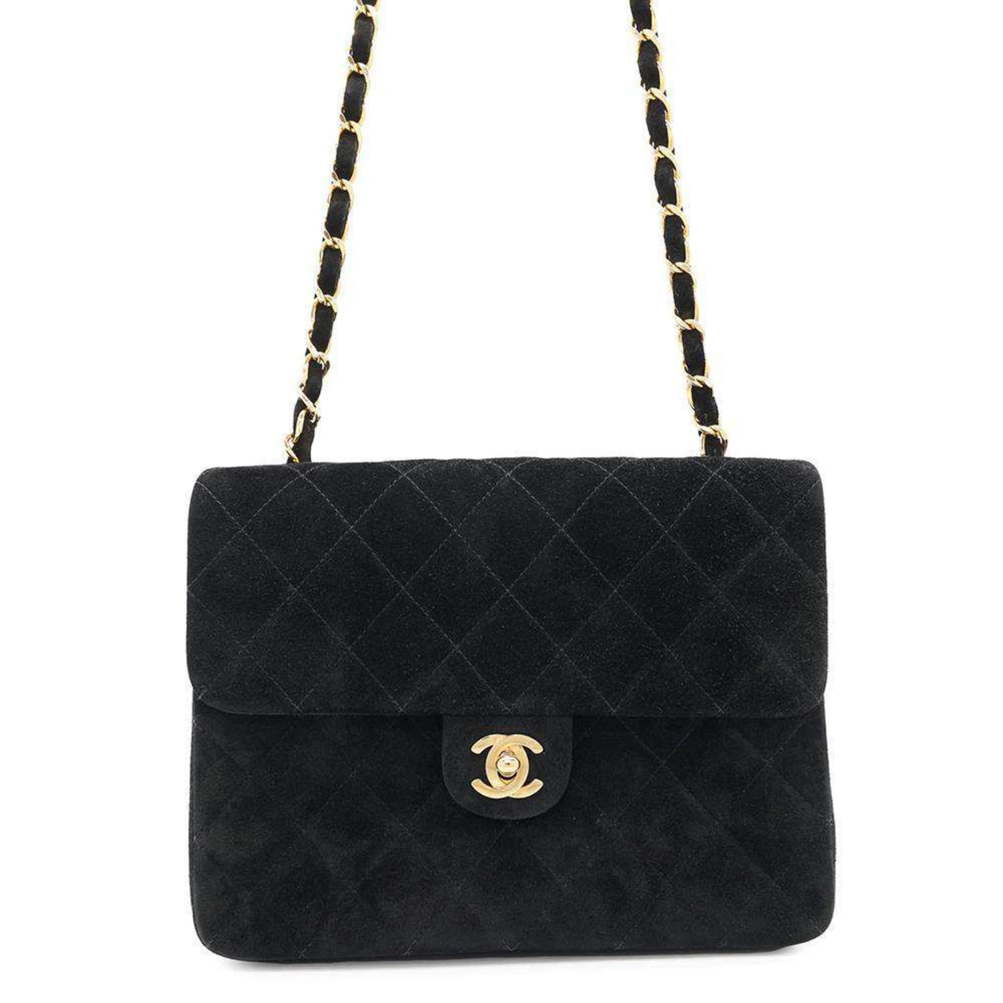 Chanel Chain Shoulder Bag Matelasse Coco Mark Single Flap Suede Chanel Black, Women's