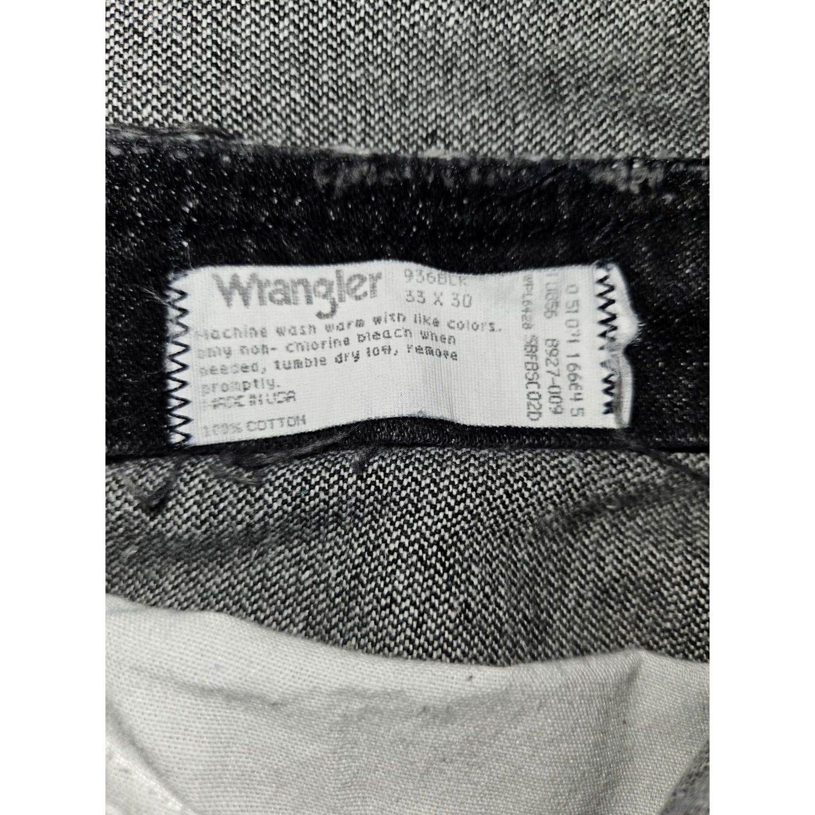 Wrangler VINTAGE Wrangler Jeans Straight Leg Mens 33x30 Black Denim Western Bowboy 90s USA Leather Logo Pockets Size US 33 - 2 Thumbnail