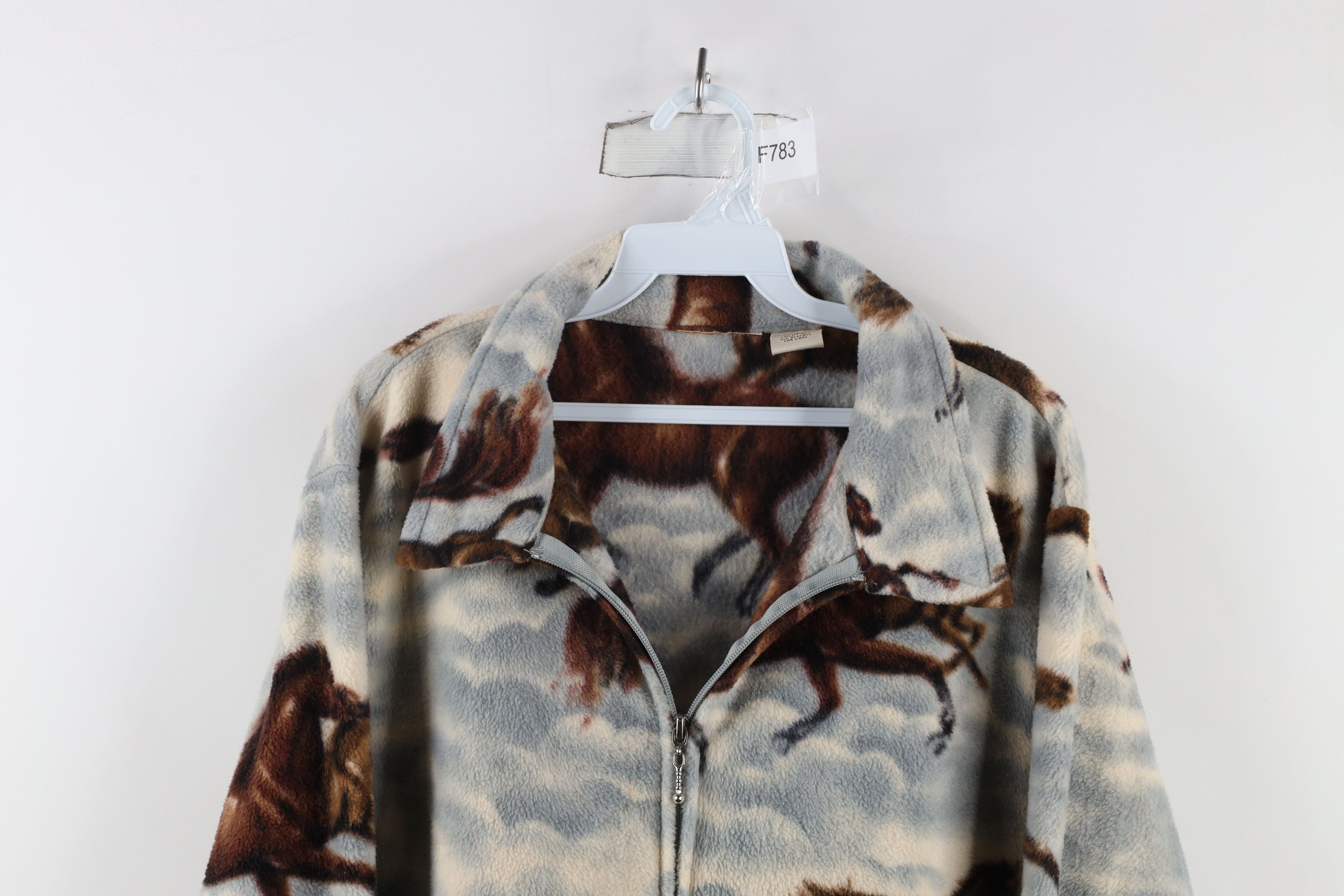 Vintage Vintage 90s Streetwear Equestrian Over Print Fleece Jacket Size XL / US 12-14 / IT 48-50 - 2 Thumbnail