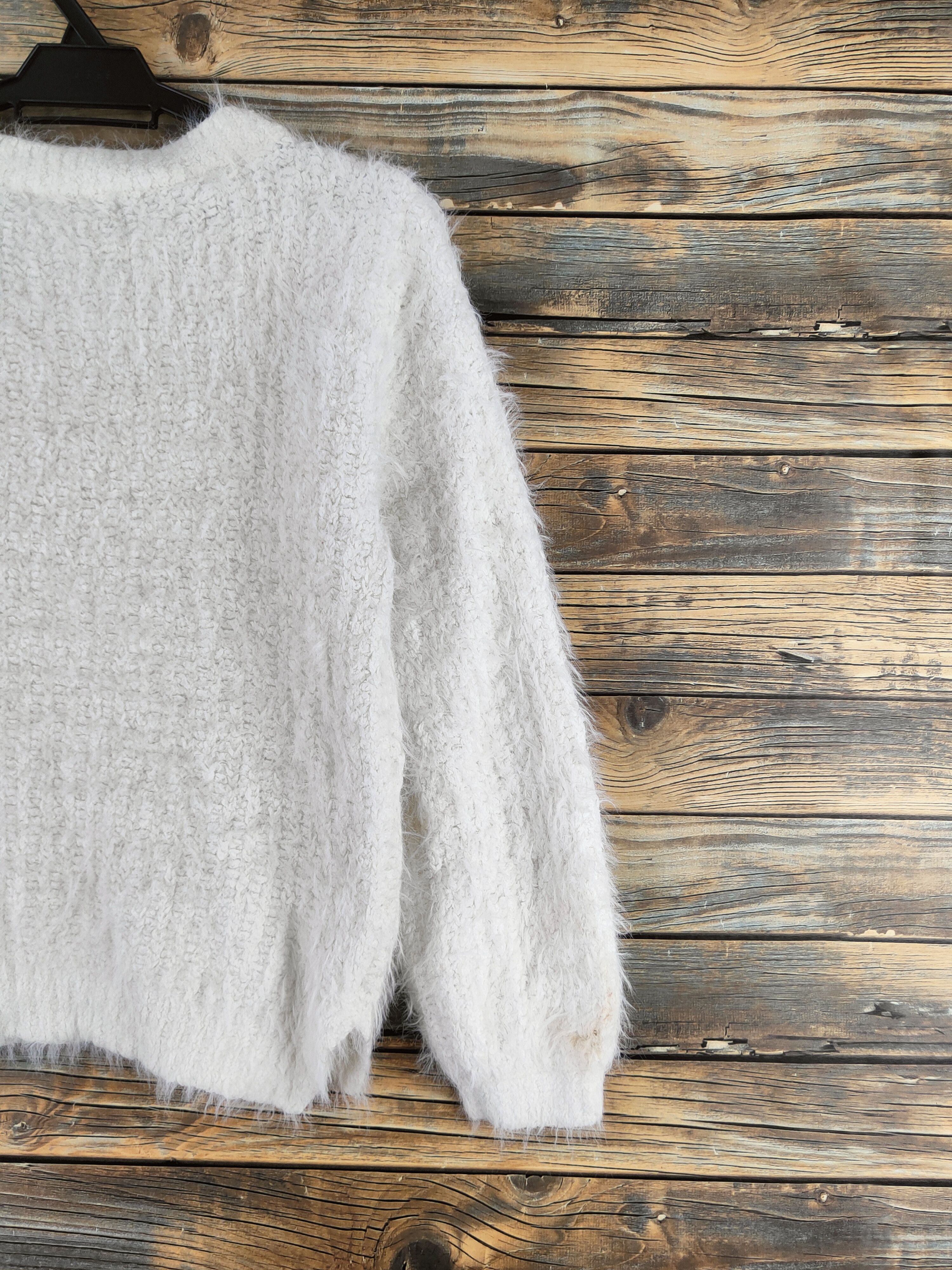 Japanese Brand DL Ozoc White Fur Mohair Knitwear #46-550 Size XS / US 0-2 / IT 36-38 - 9 Thumbnail