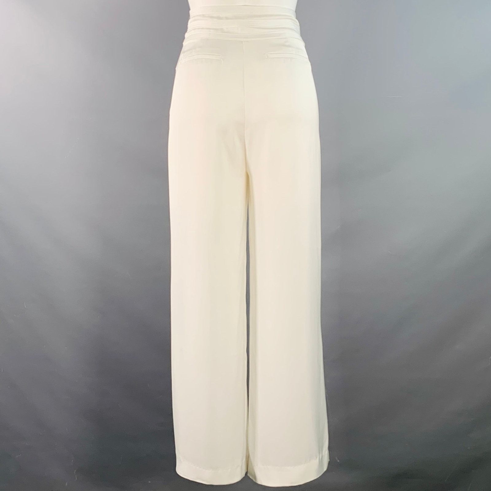 Ramy Brook RAMY BROOK Size 2 White Wide Leg Side Zipper Dress Pants Size 26" / US 2 / IT 38 - 3 Thumbnail