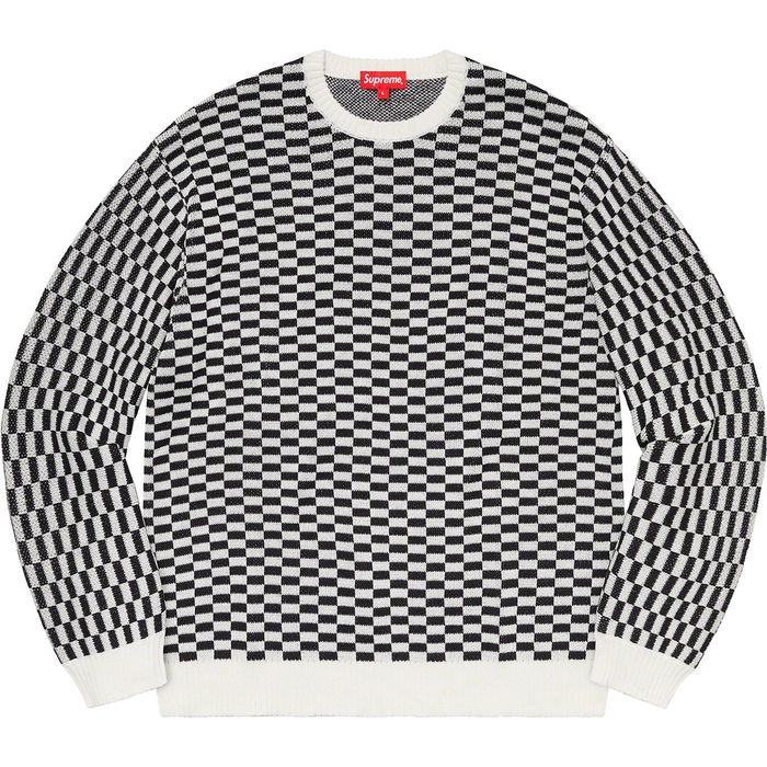 Supreme Supreme Back Logo Sweater Checkerboard Xlarge | Grailed