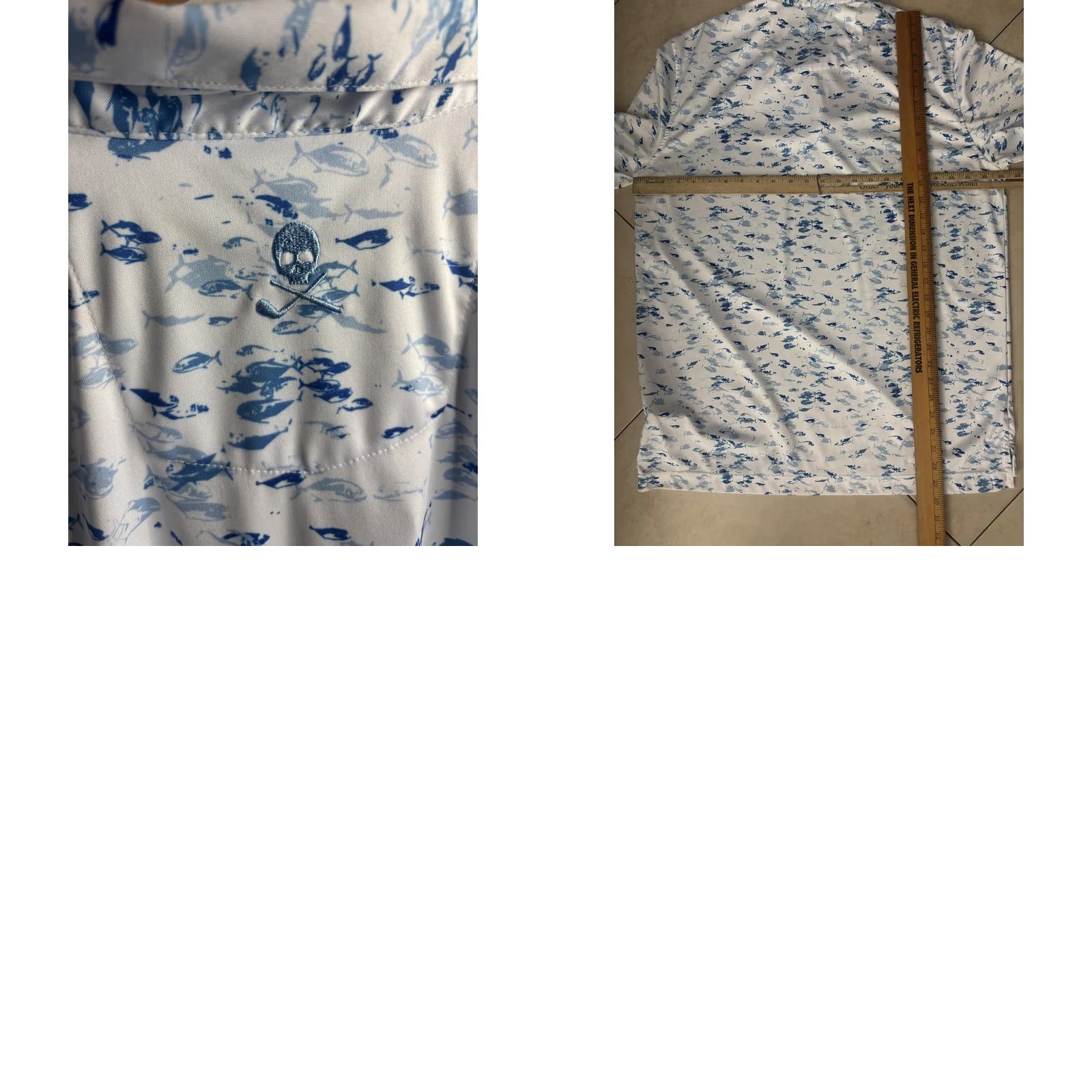 Robert Graham Robert Graham Polo Shirt Mens XL White Graphic Print Golf Nautical Fish Skull Collared Short Sleeve Classic Pattern Boys Womens Men Size US XL / EU 56 / 4 - 8 Thumbnail