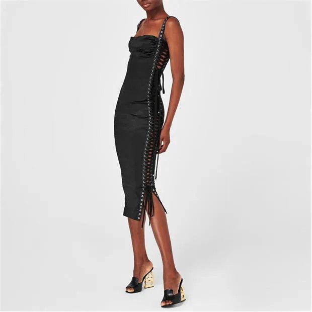 Dolce & Gabbana o1g2r1mq1024 Satin Corset Midi Dress in Black Size S / US 4 / IT 40 - 5 Thumbnail