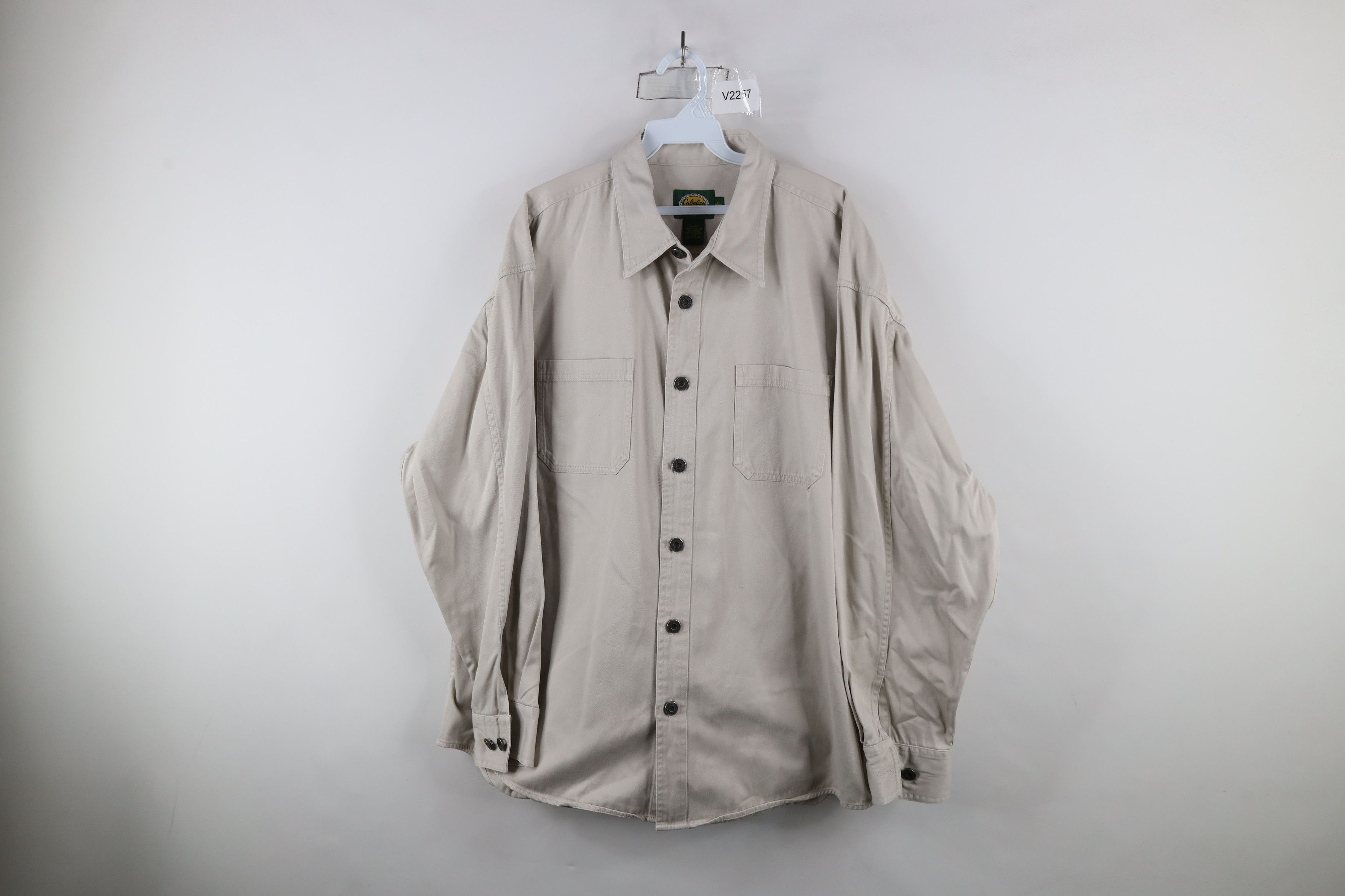 Cabelas × Vintage Vintage 90s Cabelas Cotton Twill Safari Button Shirt Beige Size US XL / EU 56 / 4 - 1 Thumbnail