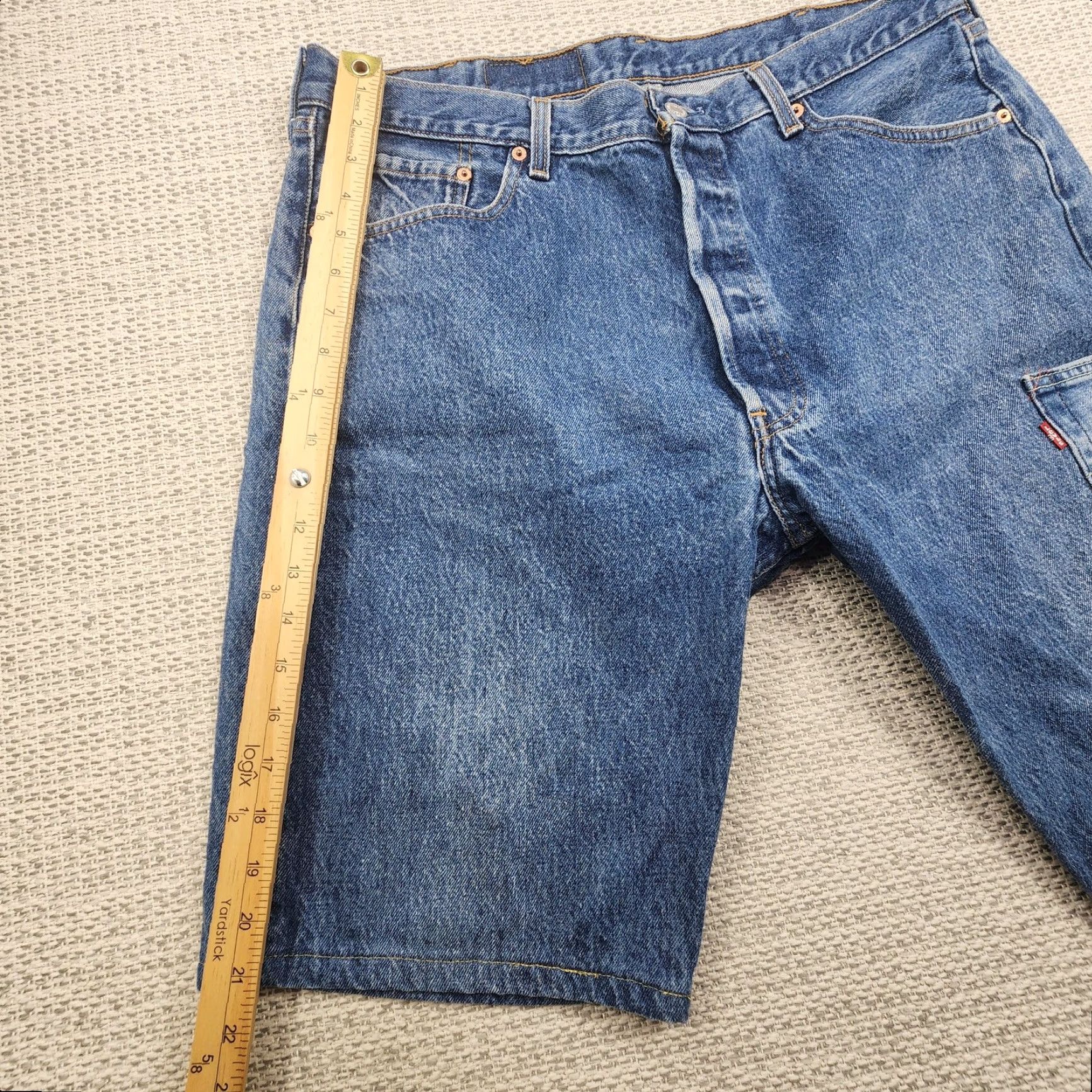 Levi's VINTAGE Levis 501xx Shorts Mens 40 Blue Denim Carpenter Utility Pocket Button Fly 5-Pocket Denim Workwear Summer Casual Mens Size US 40 / EU 56 - 3 Thumbnail