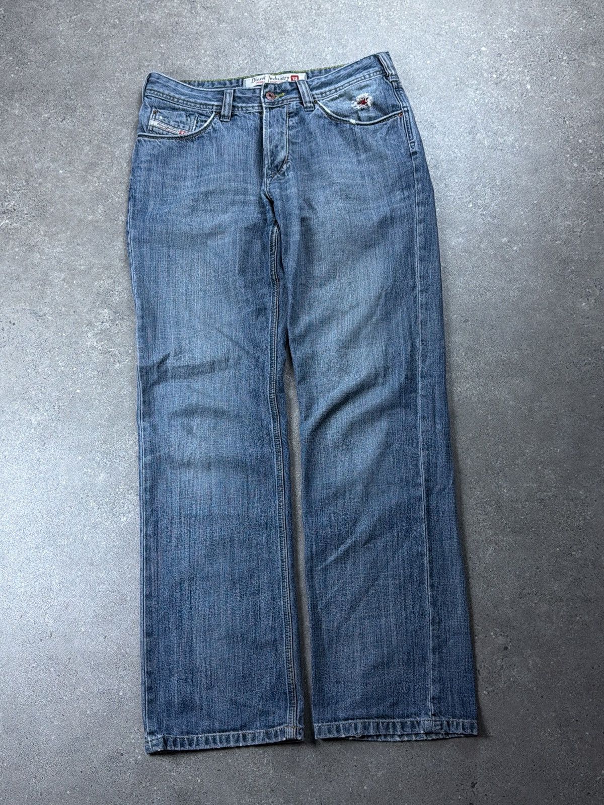 Diesel Vintage Flared Diesel Wash Denim Distressed Pants Japan Y2k Size US 35 - 1 Thumbnail