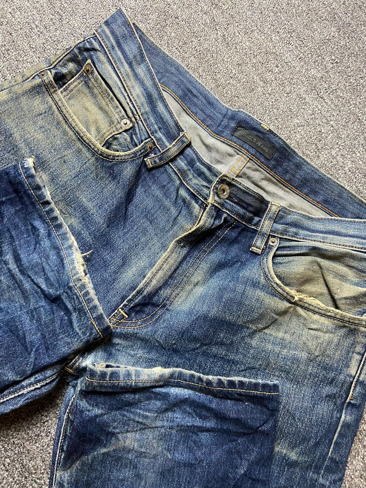 Japanese Brand × Uniqlo × Vintage UNIQLO Brand Distressed Denim Selvedge Jeans (129) Size US 36 / EU 52 - 7 Thumbnail