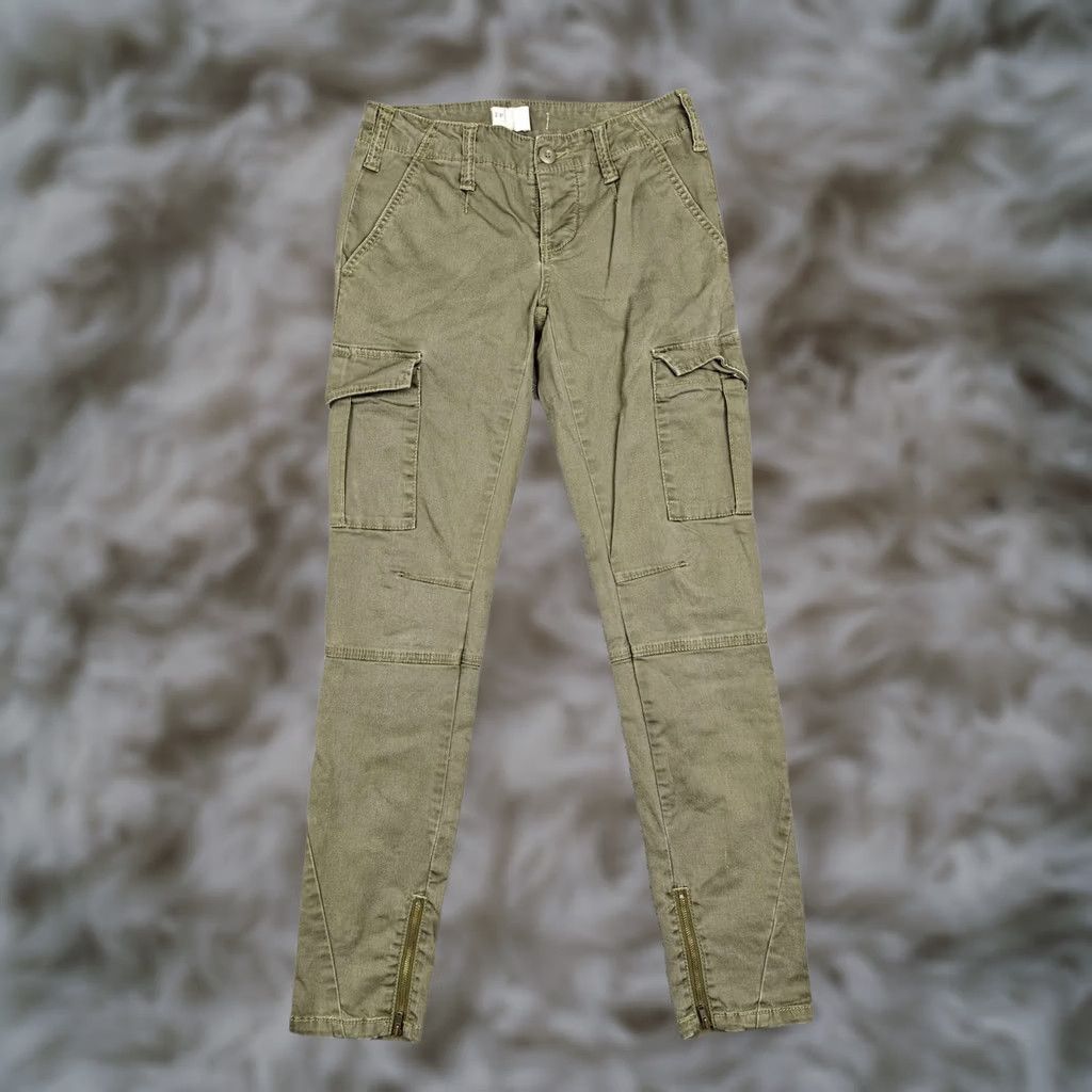 Free People Free People Pants Womens 27 Green Cargo Skinny Twill Stretch Ankle Zip Pockets Size 27" / US 4 / IT 40 - 1 Thumbnail