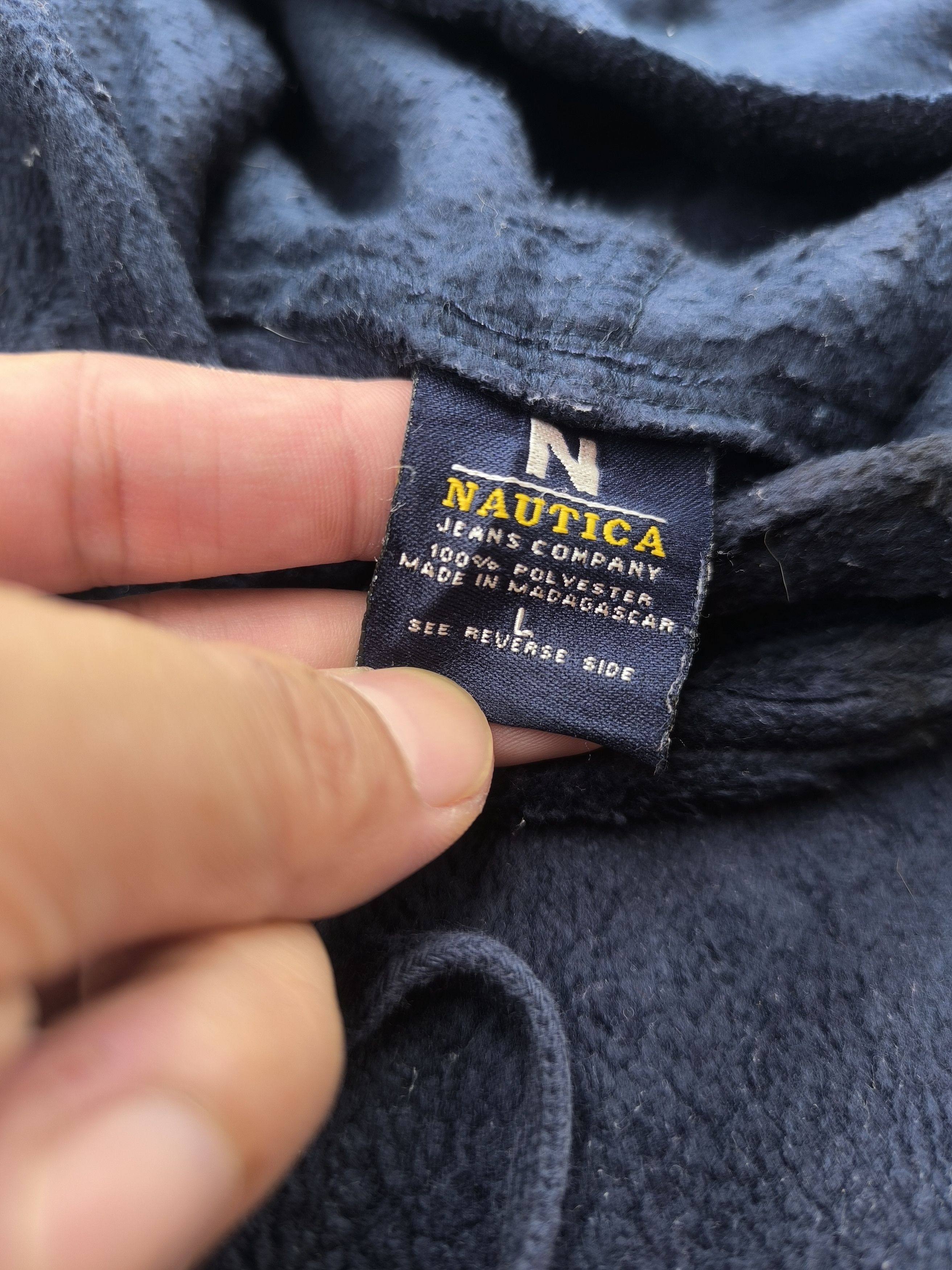 Nautica × Vintage Vintage Nautica hoodie fleece spell out Size US L / EU 52-54 / 3 - 4 Thumbnail