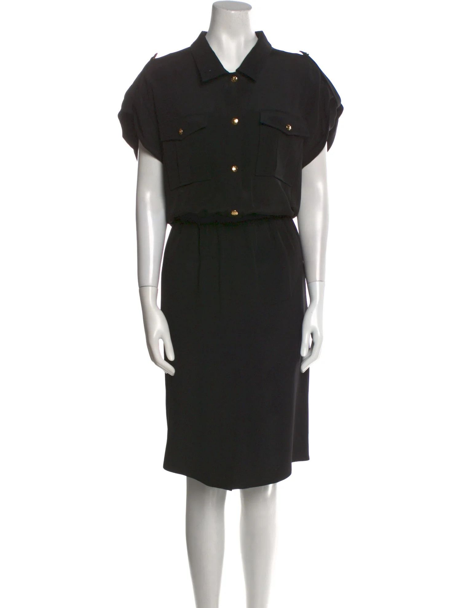 Image of Celine O1W1Db10324 Shirt Dress In Black, Women's (Size Small)