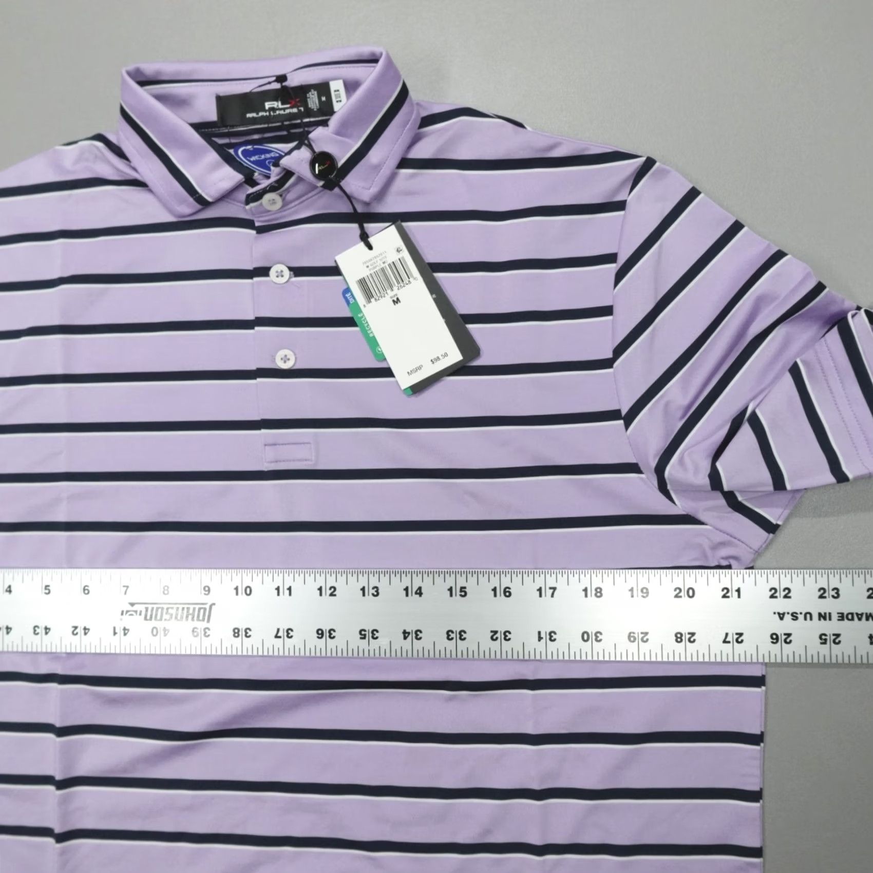 RLX Ralph Lauren RLX Ralph Lauren Performance Polo Shirt Striped Purple M Men Short Sleeve Moisture Wicking Lightweight Golf Shirt Size US M / EU 48-50 / 2 - 5 Thumbnail