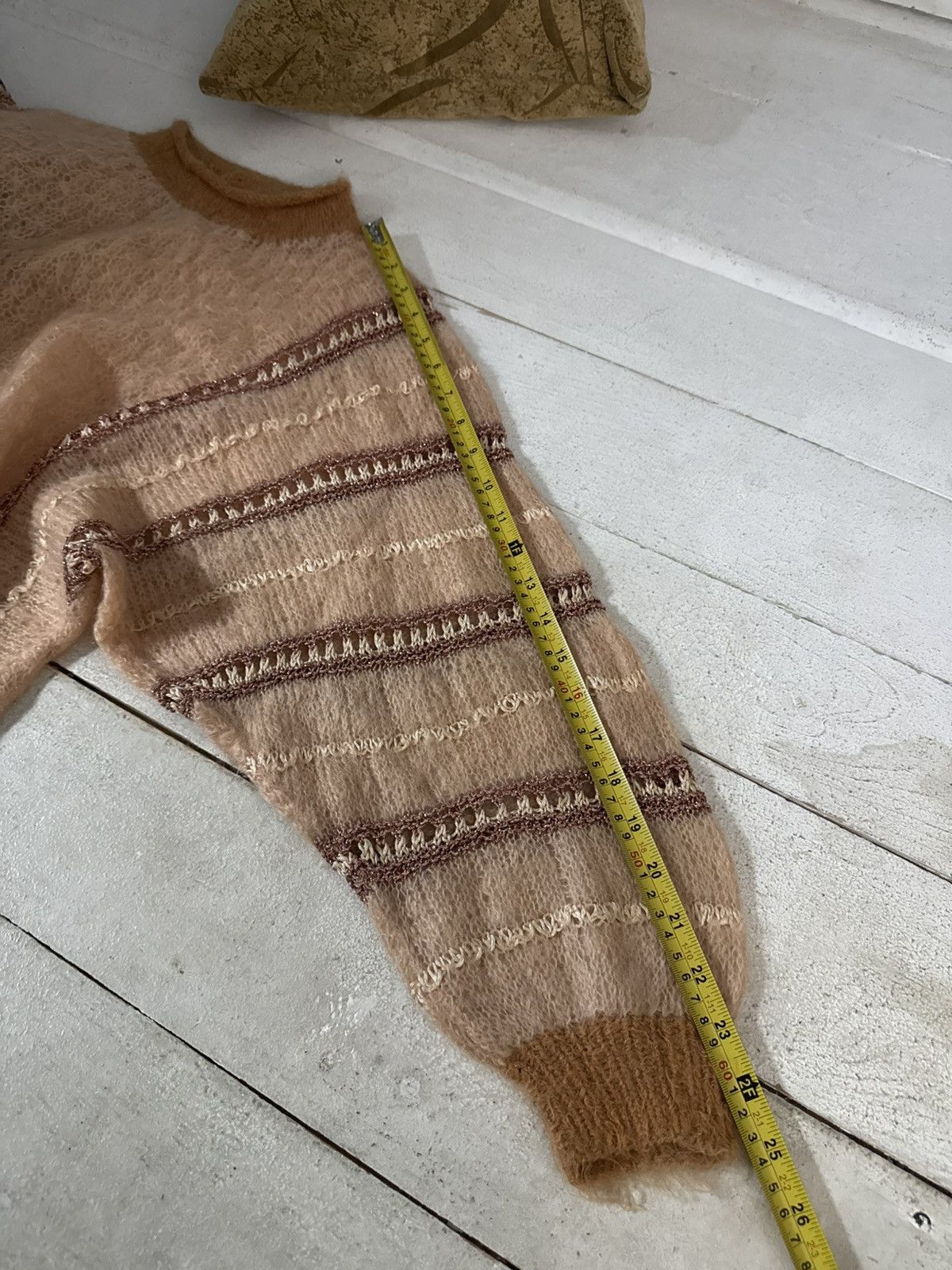 Japanese Brand Vintage Avant Garde Mohair Knit Sweater Sheer Panel Design Size M / US 6-8 / IT 42-44 - 9 Thumbnail