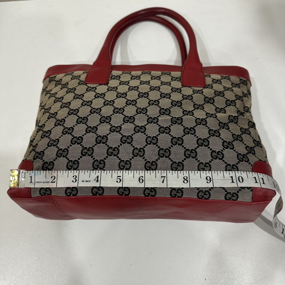 Gucci ‼️YES‼️ GUCCI GG MONOGRAM CANVAS RED LEATHER TOTE HANDBAG Size ONE SIZE - 6 Thumbnail