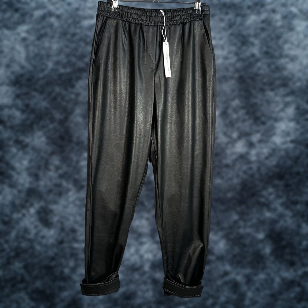 Drew Drew Womens Faux Leather High Rise Straight Leg Pants Black Sz Small Ankle Cuff Size 28" / US 6 / IT 42 - 1 Thumbnail