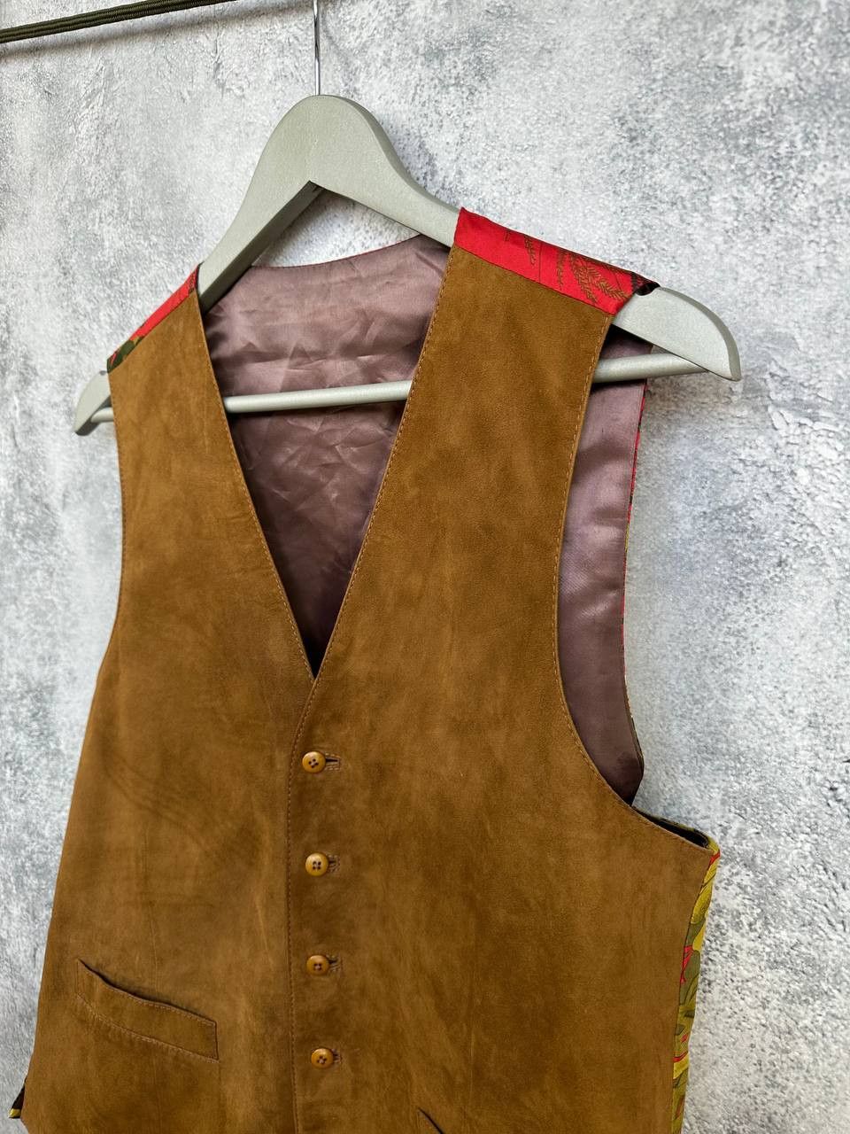 Bullock & Jones Bullock & Jones Suede Leather Waistcoat Vest Silk Pheasant Size 42R - 6 Thumbnail