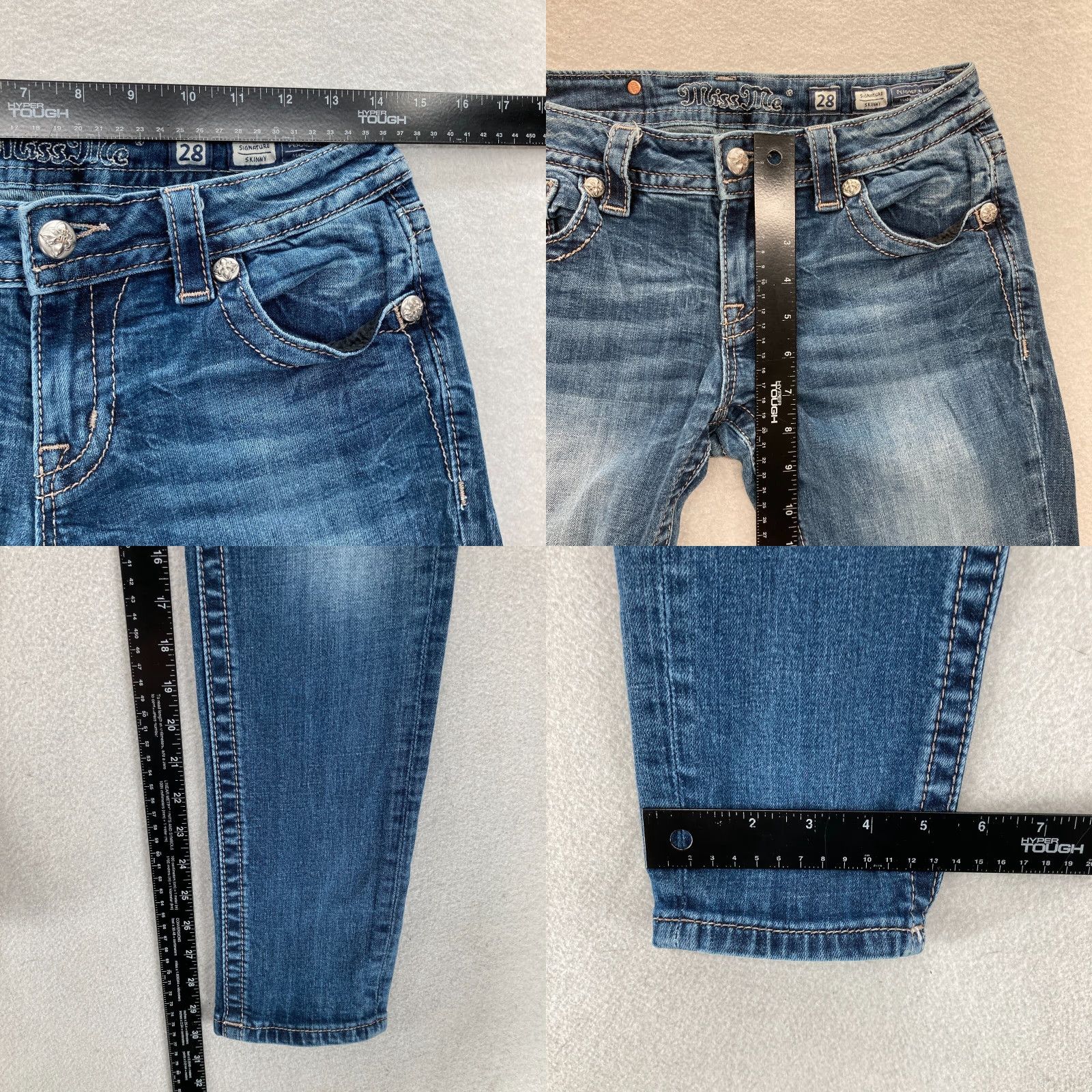 Miss Me Miss Me Signature Skinny Jeans Women's 28 Blue Stretch Denim Cross Embroidered Jeans Size 28" / US 6 / IT 42 - 8 Thumbnail