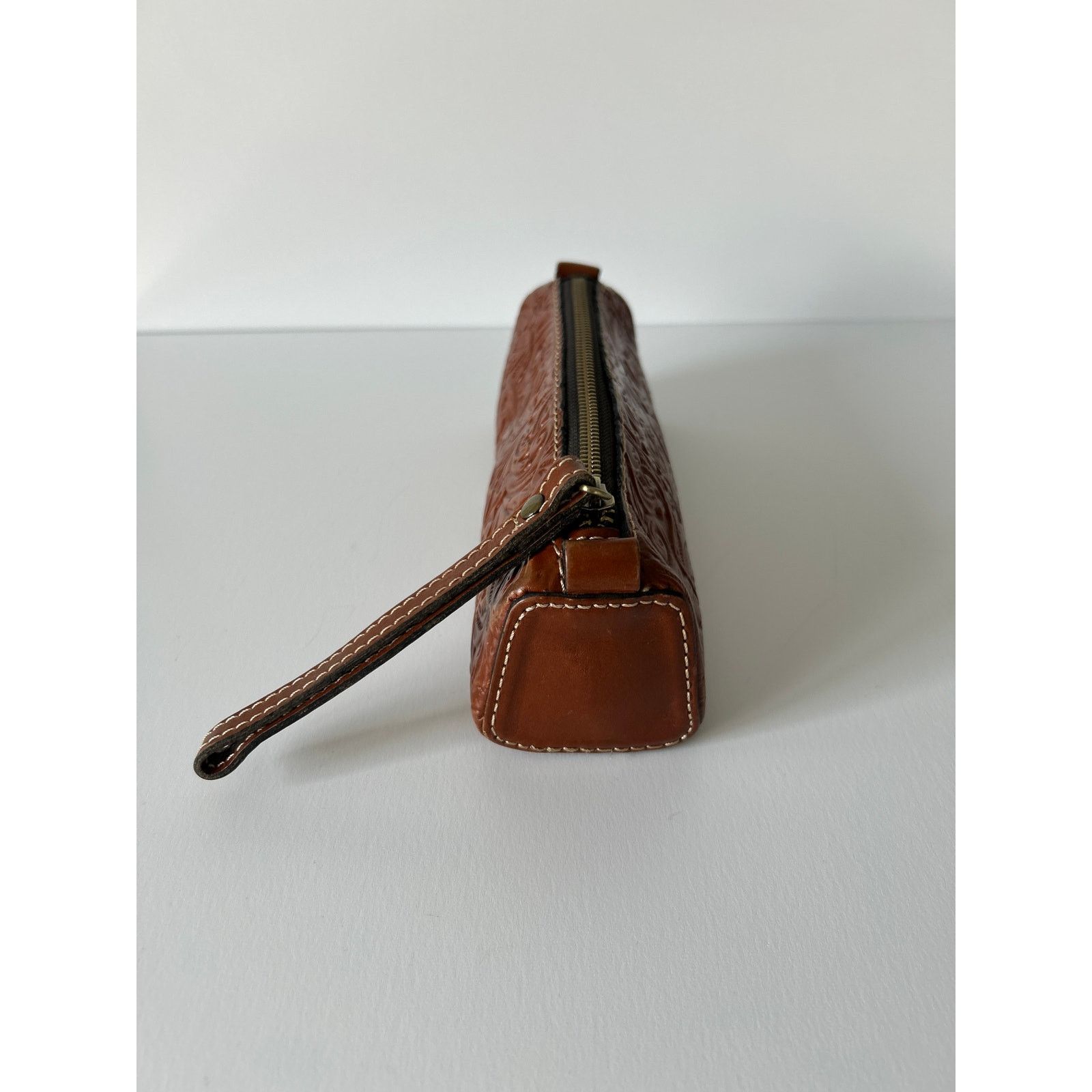 Patricia Nash Patricia Nash Embossed Leather Brown Pencil Case Size ONE SIZE - 4 Thumbnail