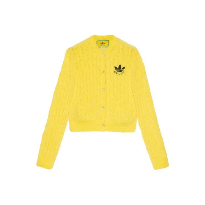 Gucci Gucci x Adidas Yellow Embroidered Knit Cardigan-2507 Size L / US 10 / IT 46 - 1 Thumbnail