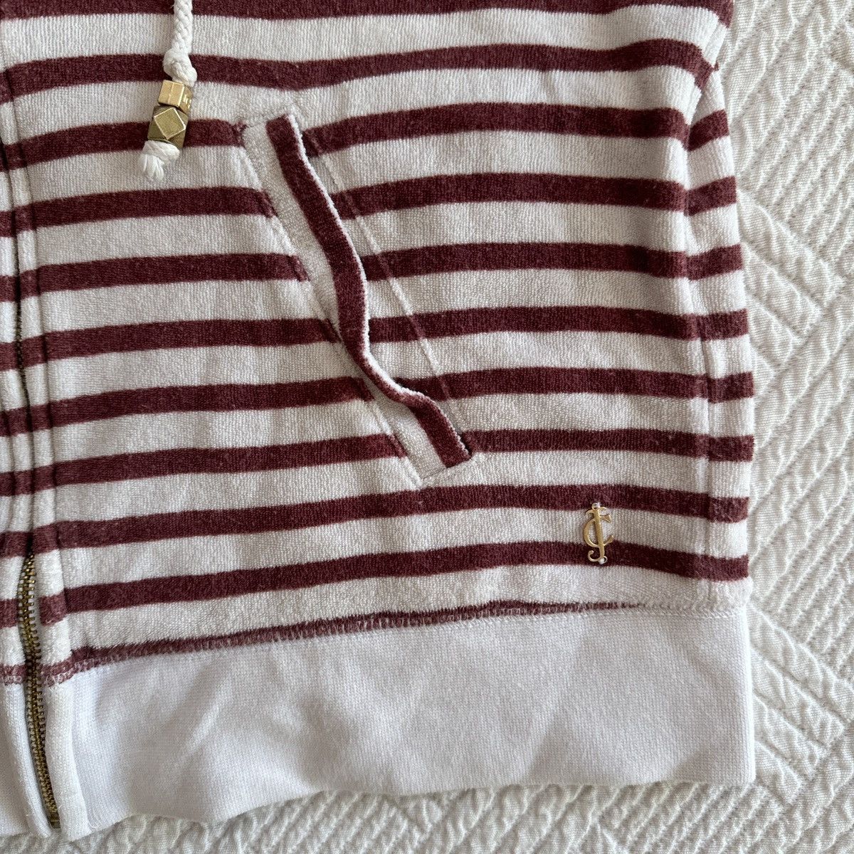 Juicy Couture Vintage Juicy Couture Striped Short Sleeve Hoodie Y2K bimbo Size S / US 4 / IT 40 - 5 Thumbnail