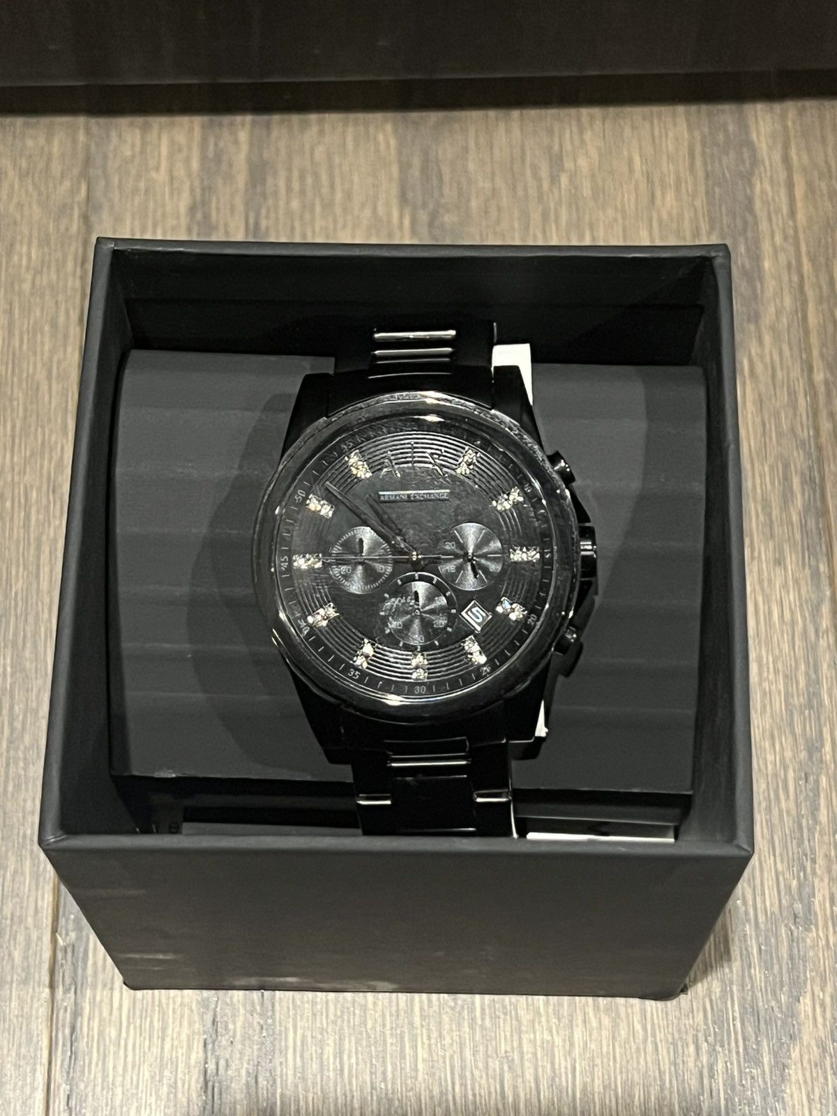Armani Exchange AX Armani Exchange Chronograph Watch with Rhinestone Design Size ONE SIZE - 3 Thumbnail