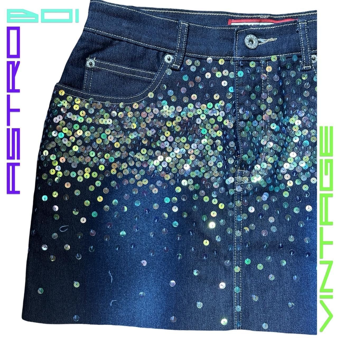 Other VINTAGE Y2K VANILLA STAR JEANS SEQUIN BLUE DENIM SKIRT _ 28" Size 28" / US 6 / IT 42 - 1 Thumbnail