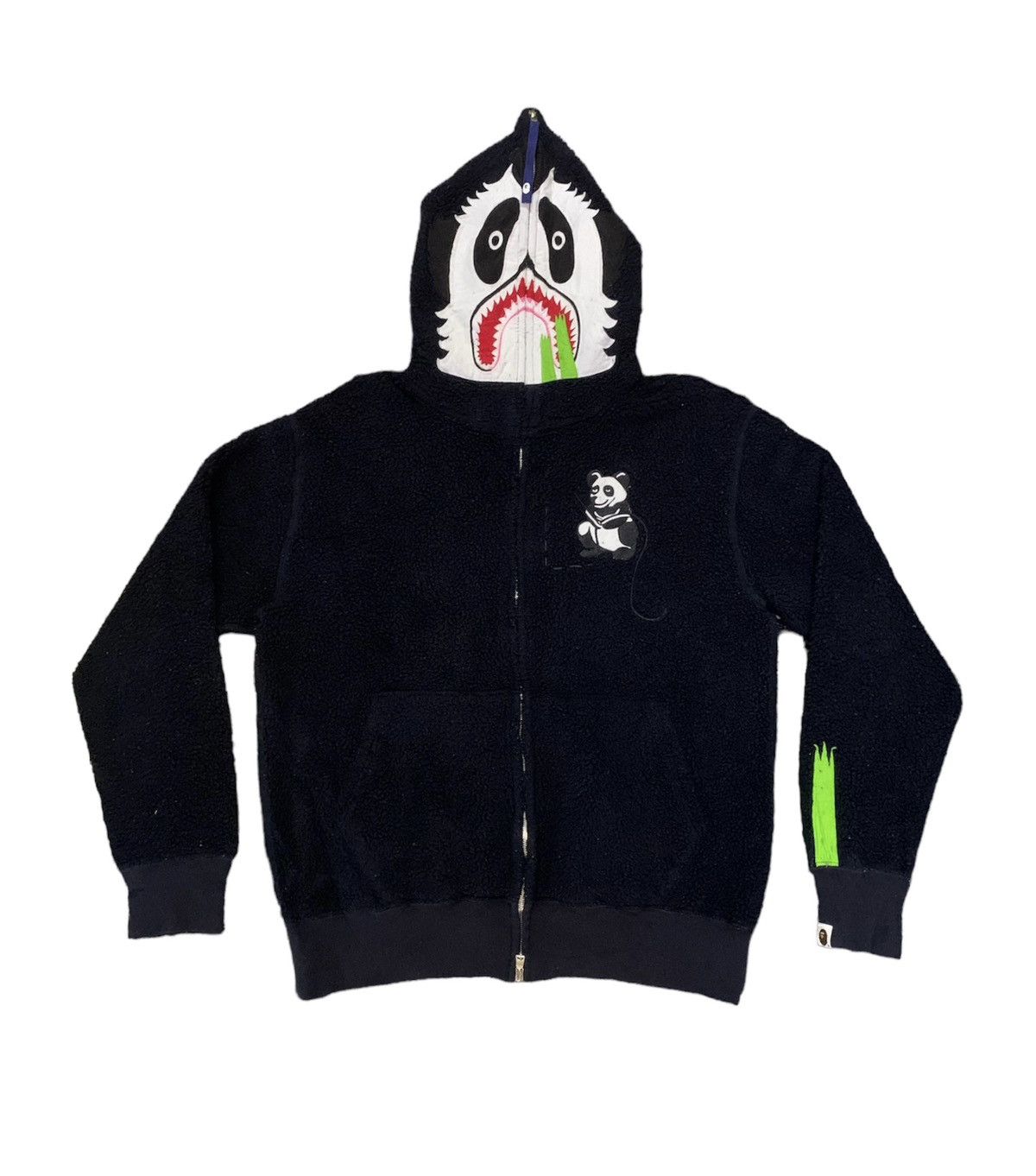 image of Bape Panda Boa Full Zip Hoodie in Black, Men's (Size Large)
