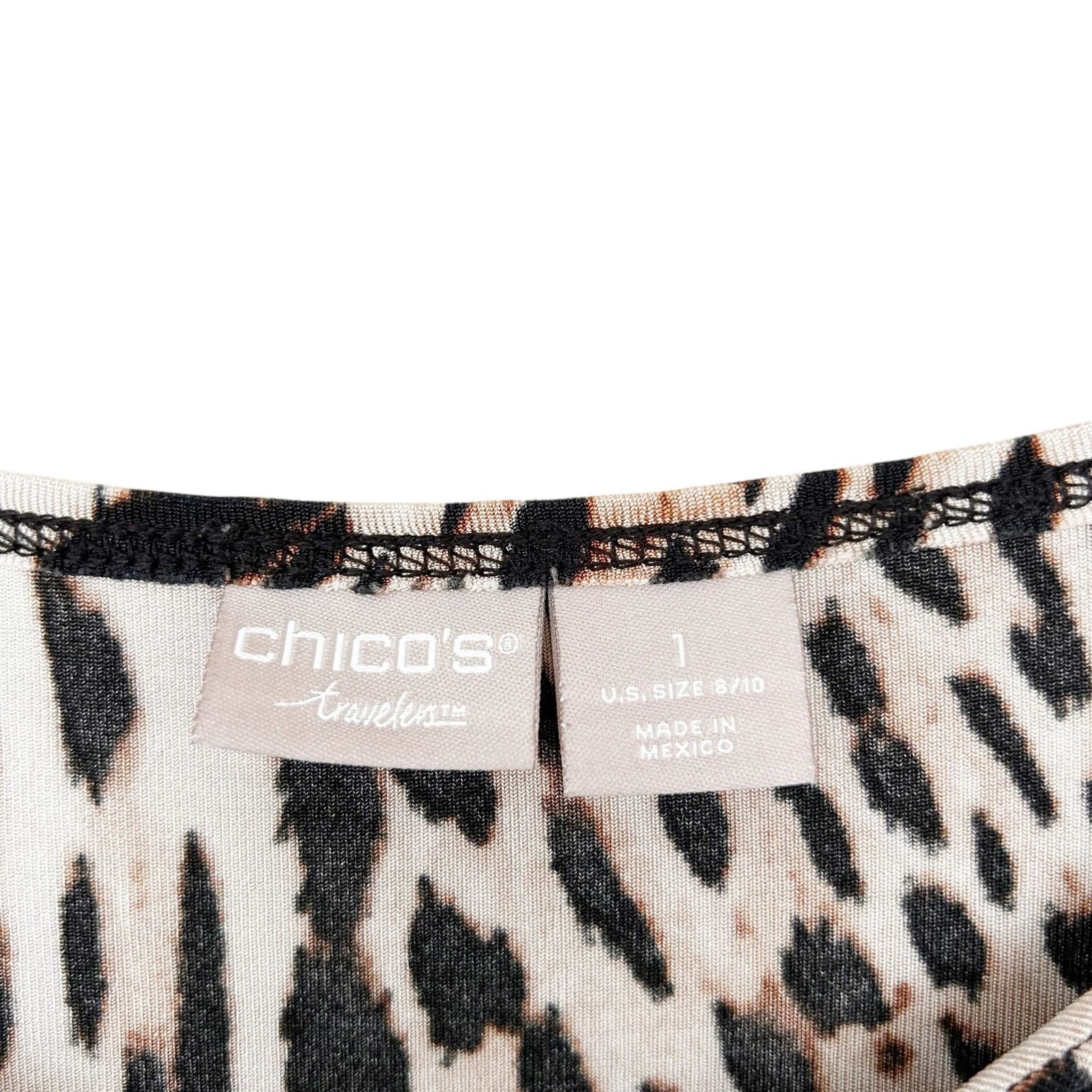 Chicos Chicos Travelers Leopard Print 3/4 Sleeve Shirt Sz 8/10 Size M / US 6-8 / IT 42-44 - 3 Thumbnail