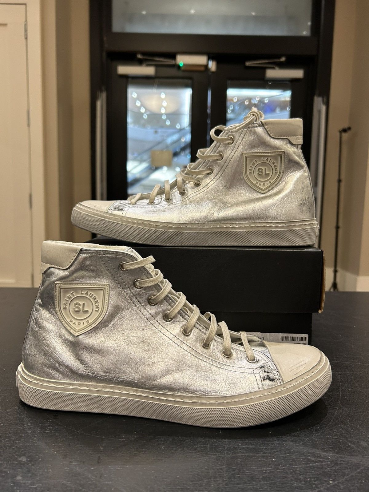 Yves Saint Laurent Saint Laurent mens high top embroidered logo