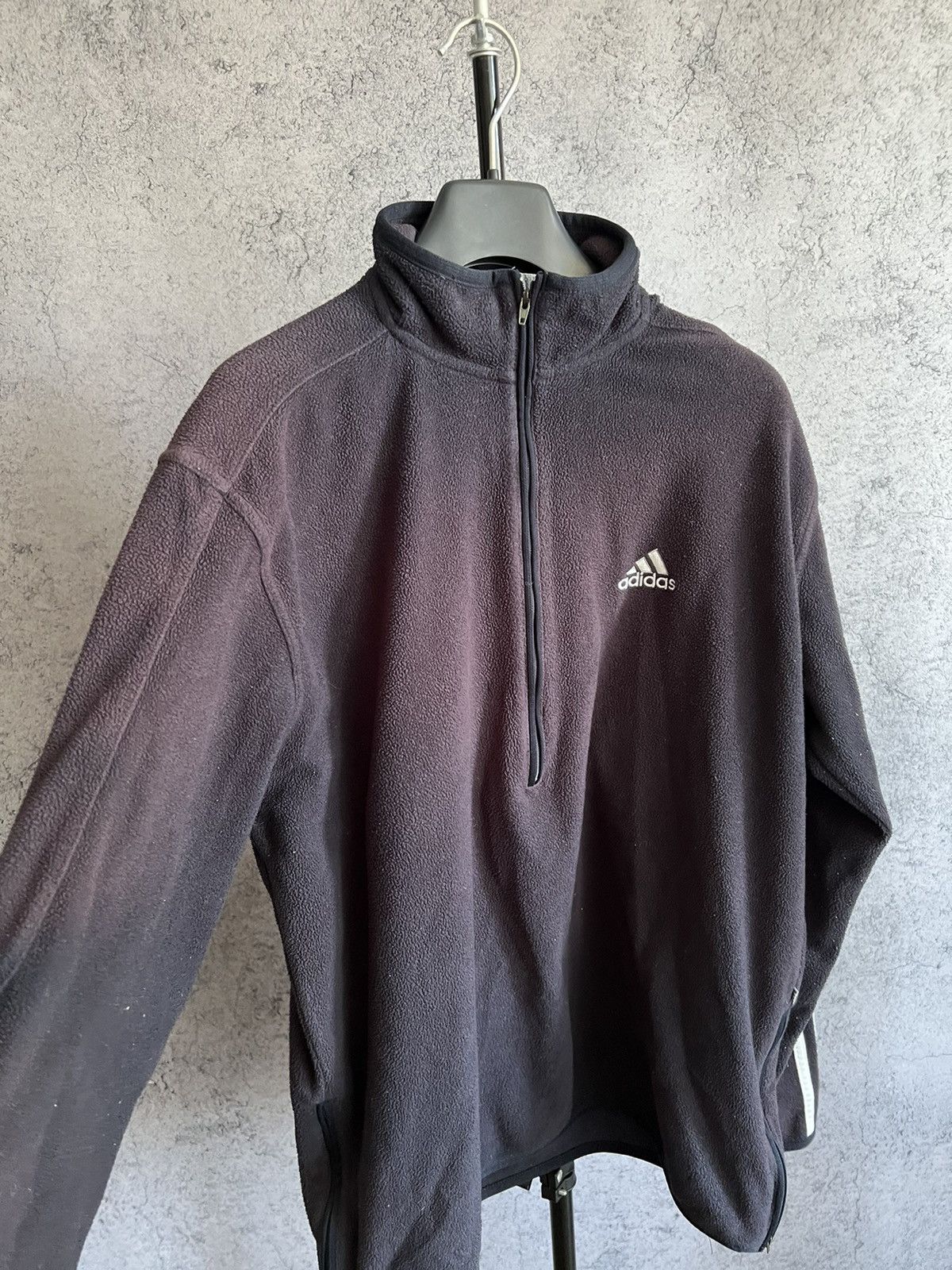 Adidas Vintage 90s Adidas Fleece Zip Up Jacket Fade Trashed Y2K Size US L / EU 52-54 / 3 - 2 Thumbnail