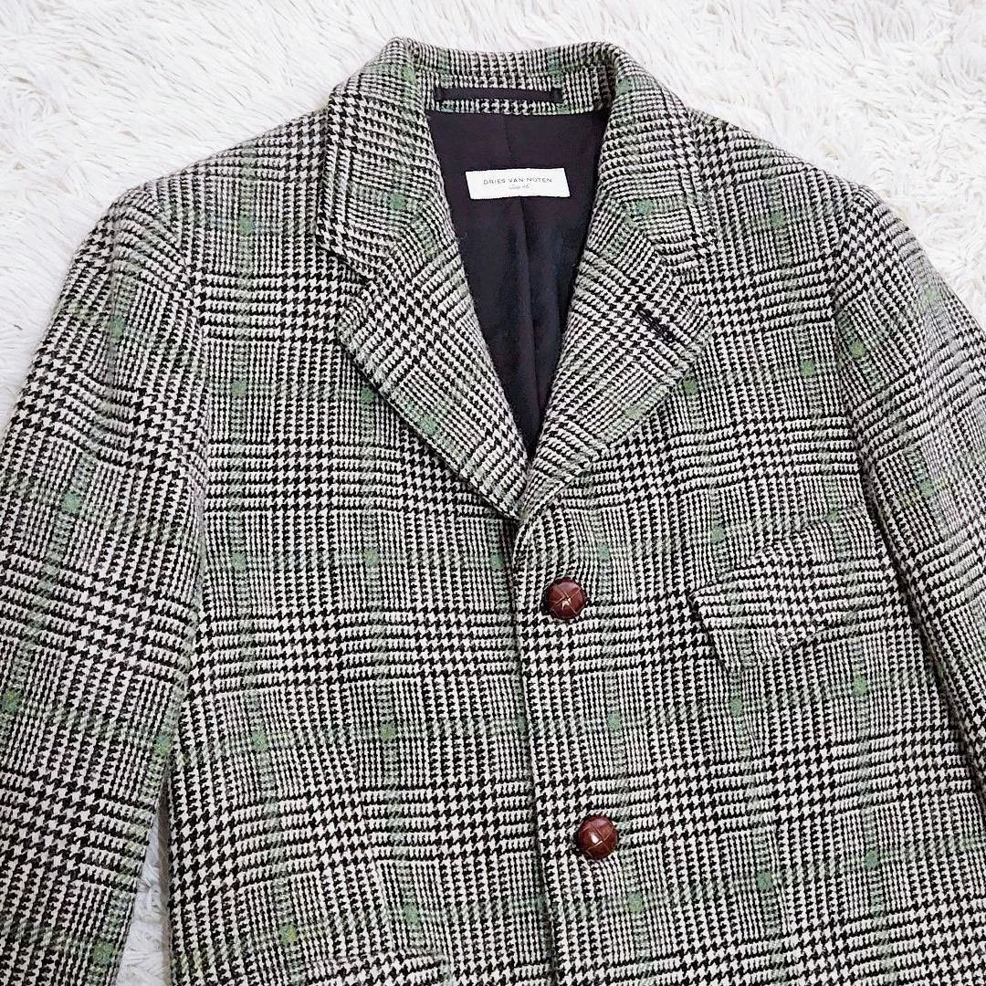 Dries Van Noten Dries Van Noten Straight-Cut Check Wool Blazer Gray Size 46R - 3 Thumbnail