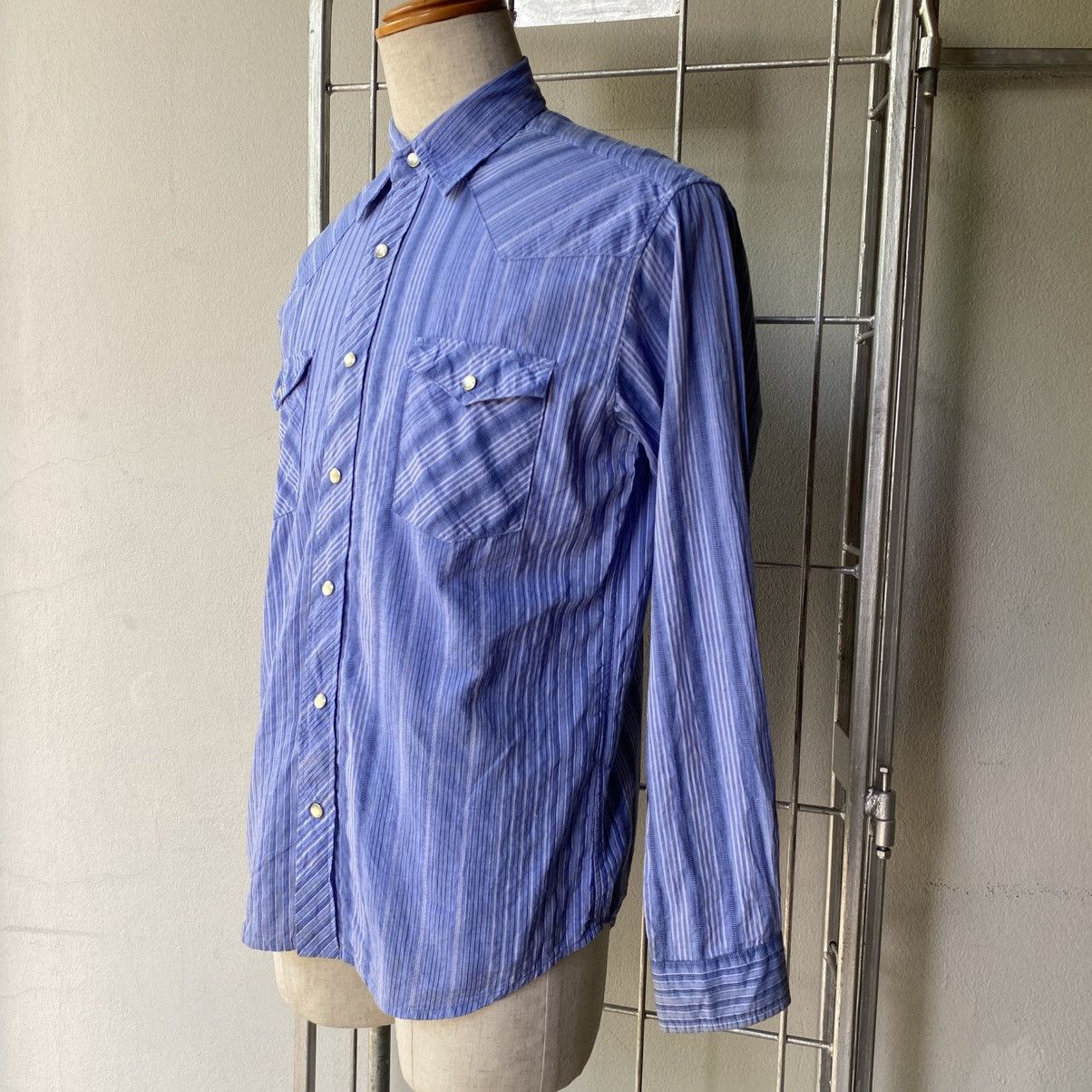 Vintage SHINS AMERICAN Blue Striped Western Shirt Size US L / EU 52-54 / 3 - 19 Thumbnail