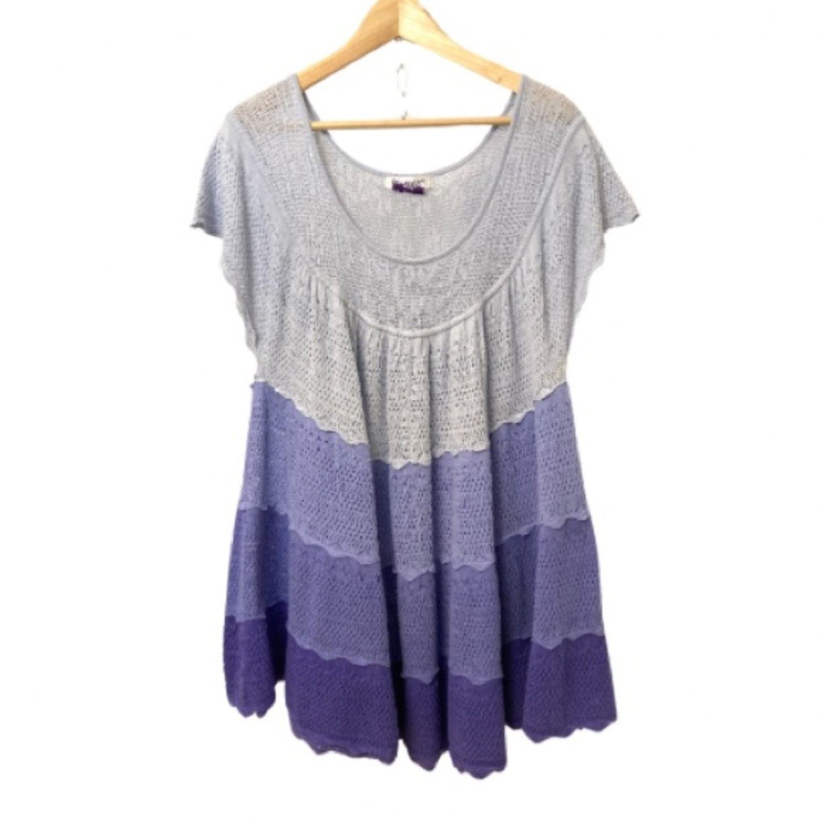 Other Roman’s Purple Crochet Tiered Babydoll Coverup Mini Dress Size XXL / US 16-18 / IT 52-54 - 1 Thumbnail