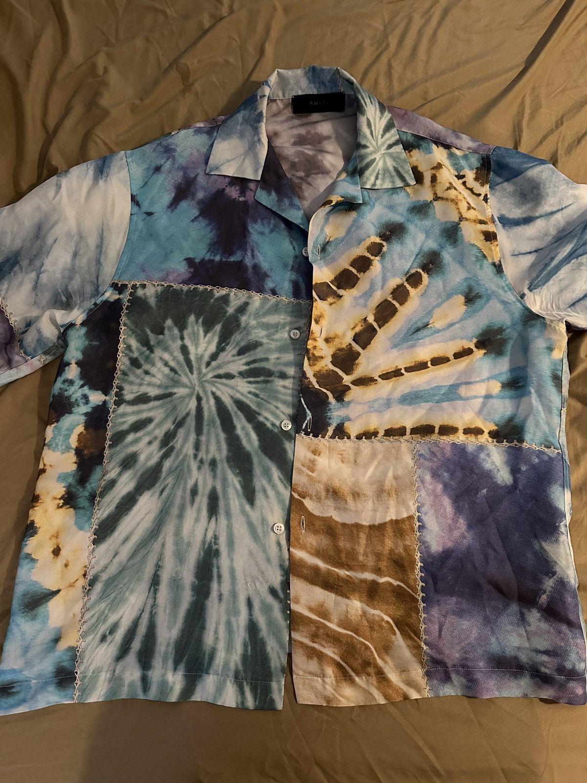 Amiri Amiri Tie Dye Patchwork Silk Shirt Multicolor Size US M / EU 48-50 / 2 - 1 Thumbnail