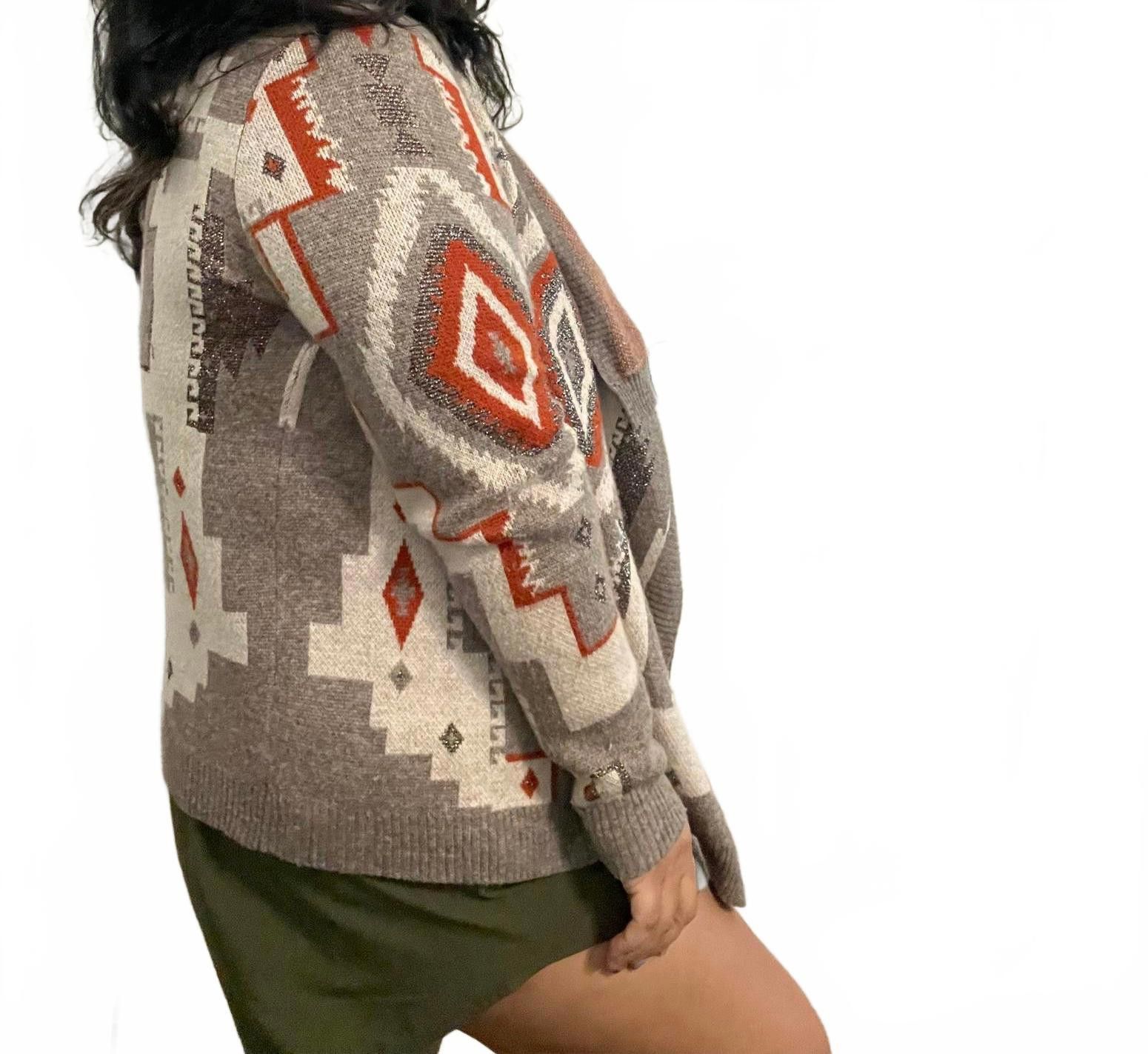 Designer YA Cozy Tribal Pattern Cardigan Size ONE SIZE - 2 Thumbnail