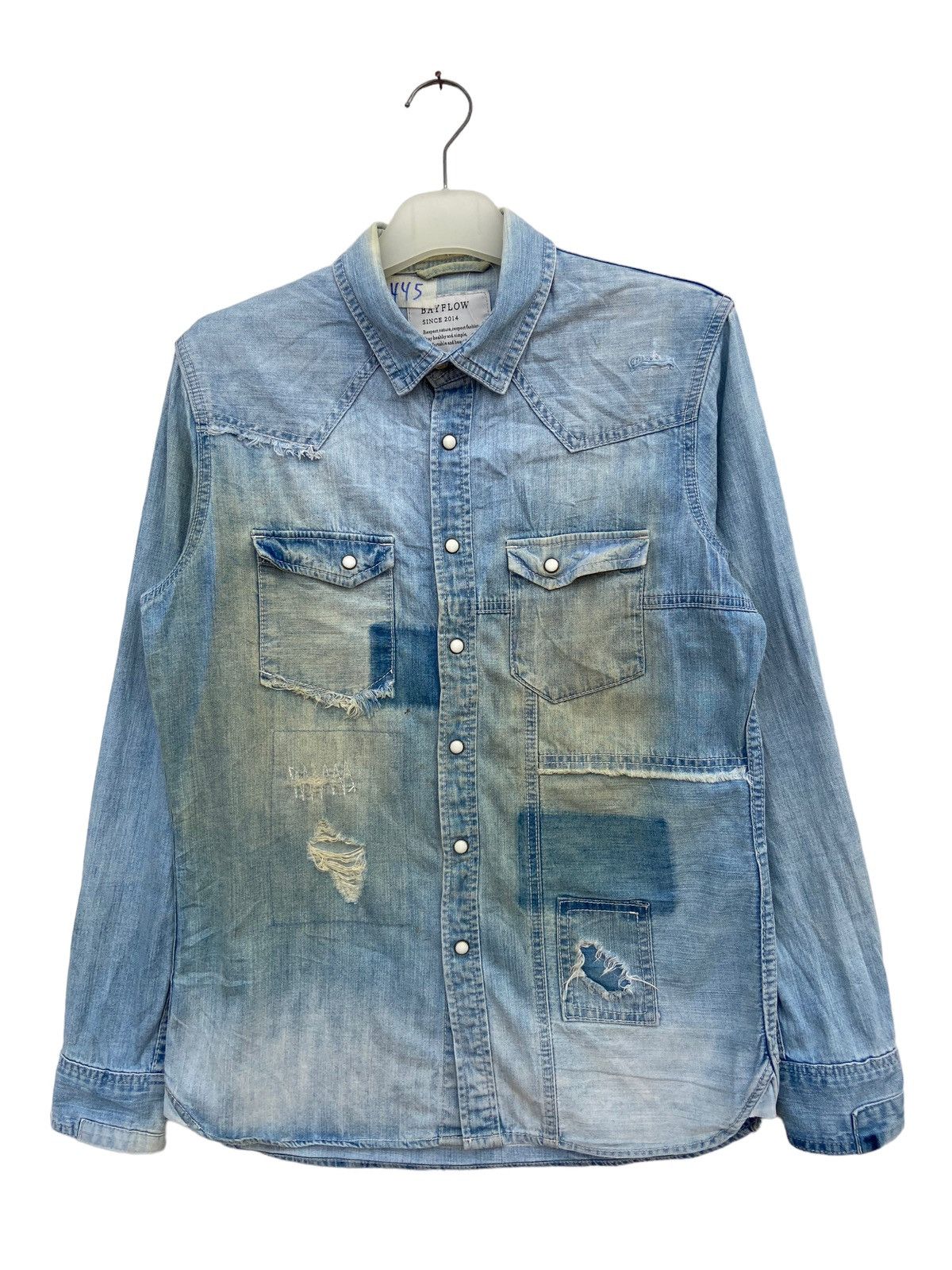 Japanese Brand Bayflow Distressed Patchwork Western Shirt Size US M / EU 48-50 / 2 - 1 Thumbnail