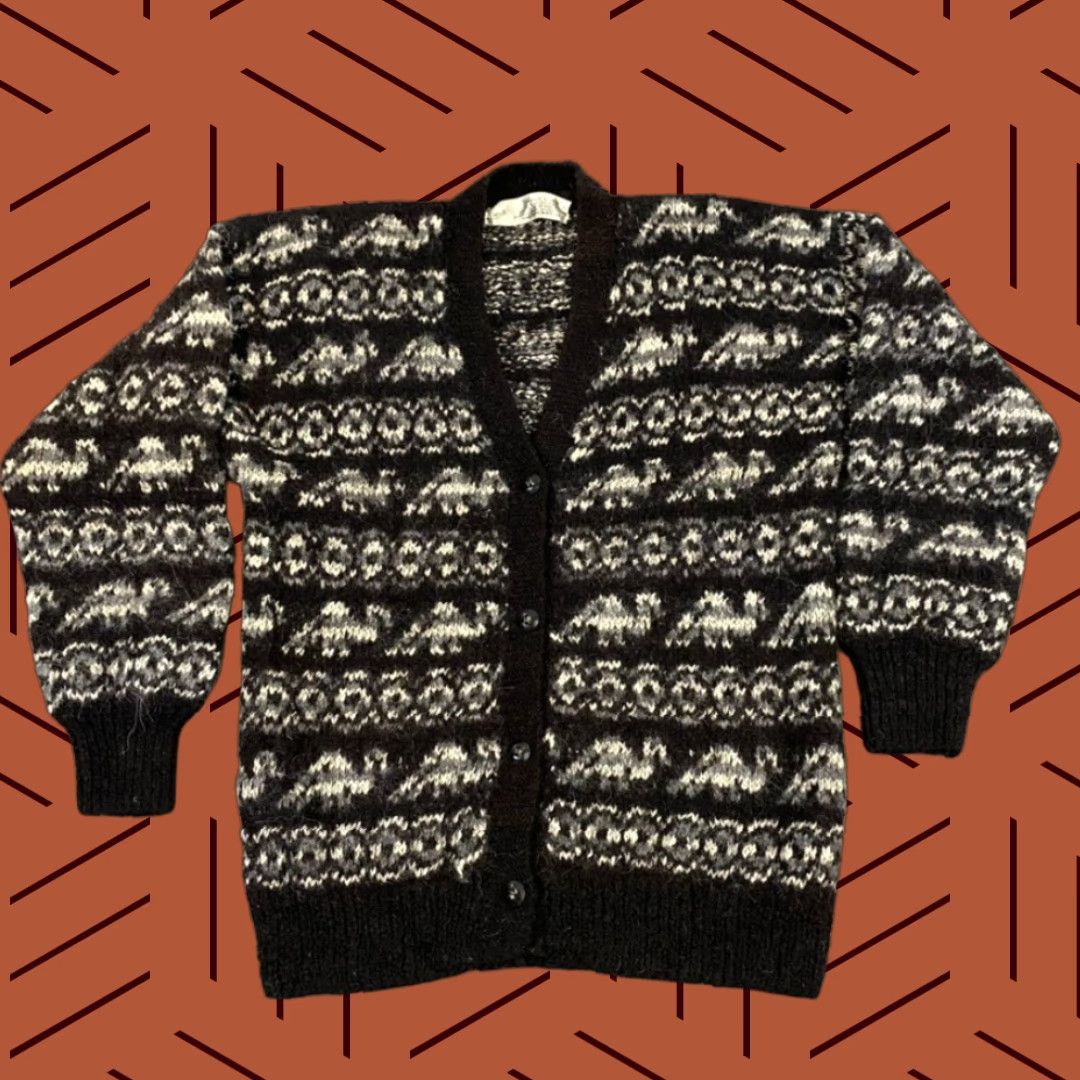 Vintage VINTAGE Hand Made Sweater Womens Medium Alpaca Wool Black Knit Cardigan Kantuta Exports Size M / US 6-8 / IT 42-44 - 1 Thumbnail