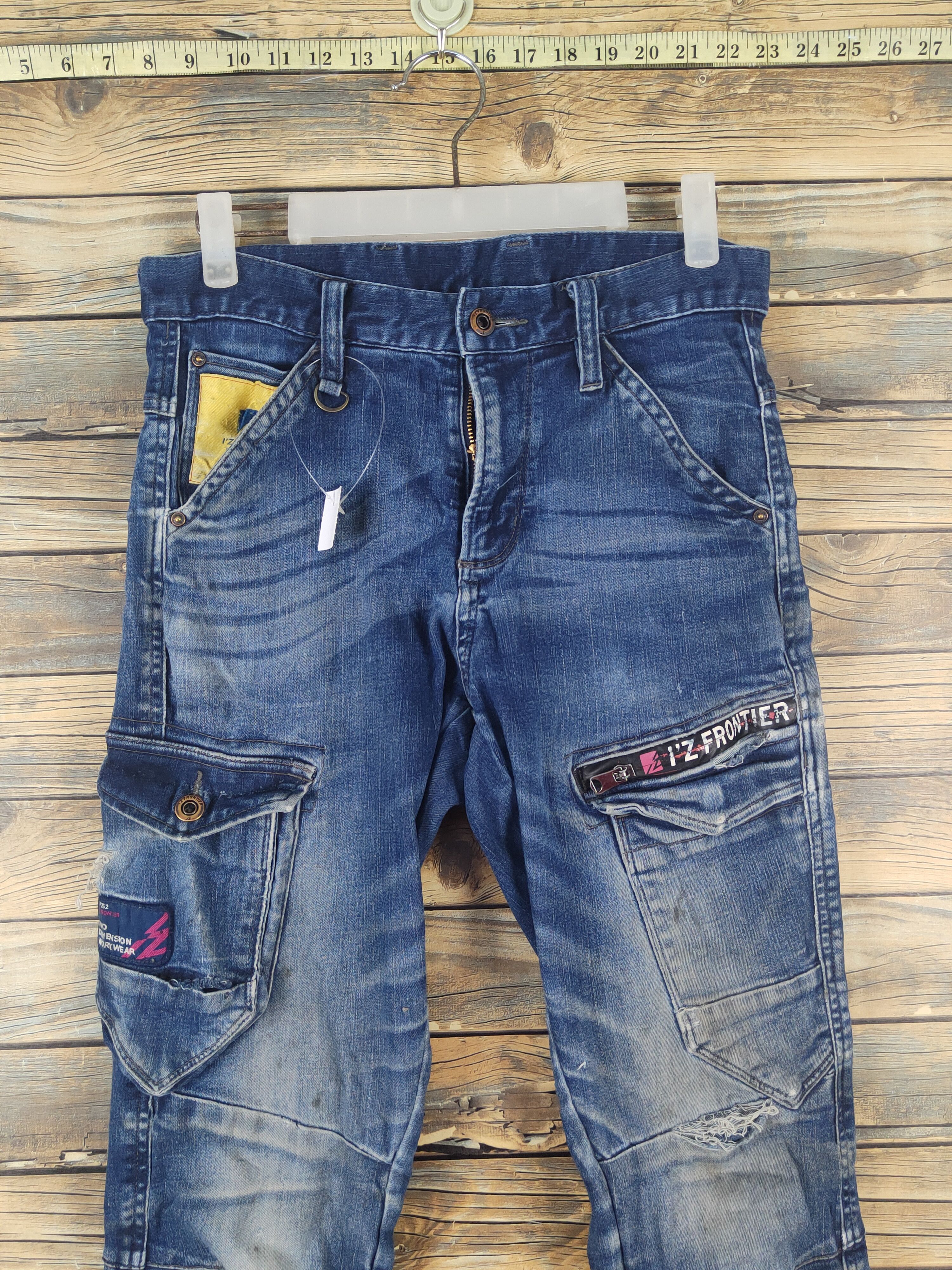 Japanese Brand I'z Frontier Dark Blue Distressed Ripped Jeans #W2008 Size US 30 / EU 46 - 2 Thumbnail