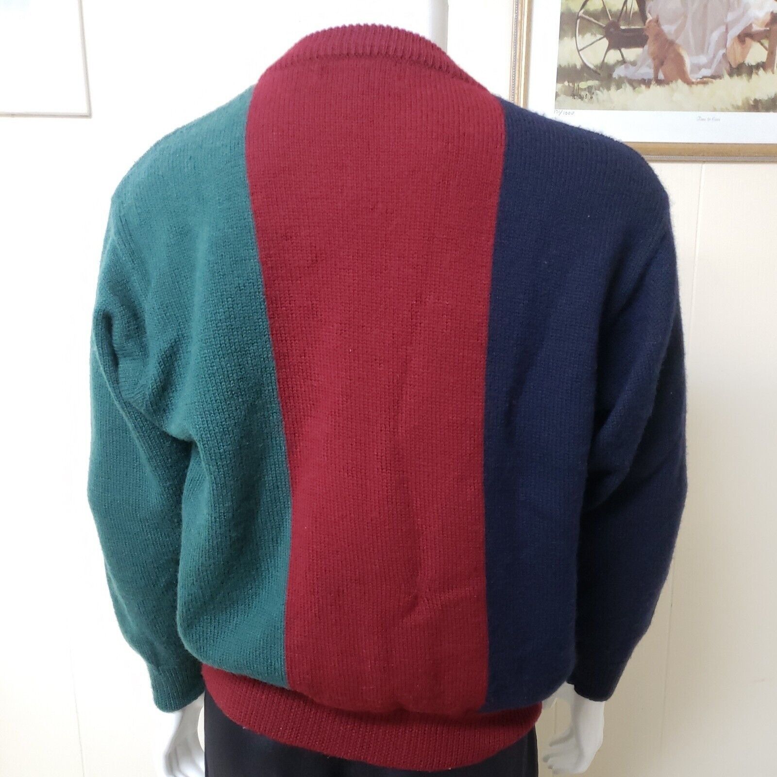 Faconnable Faconnable Wool Sweater Mens L Blue Red Green Crew Neck Thic Size US L / EU 52-54 / 3 - 5 Thumbnail