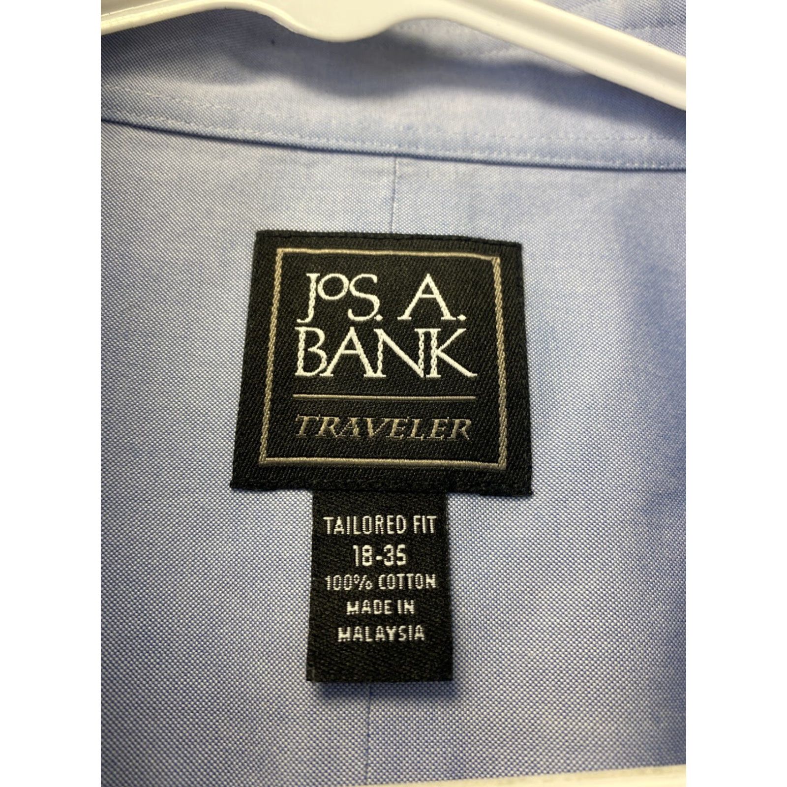 Jos. A. Bank Jos. A. Bank Shirt Mens 18 35 Blue Button-Up Long Sleeve Slim Regular Cotton Button-Up Shirt | Blue Colorful Classic Preppy All Seasons Mens Shirt Size US XXL / EU 58 / 5 - 4 Thumbnail