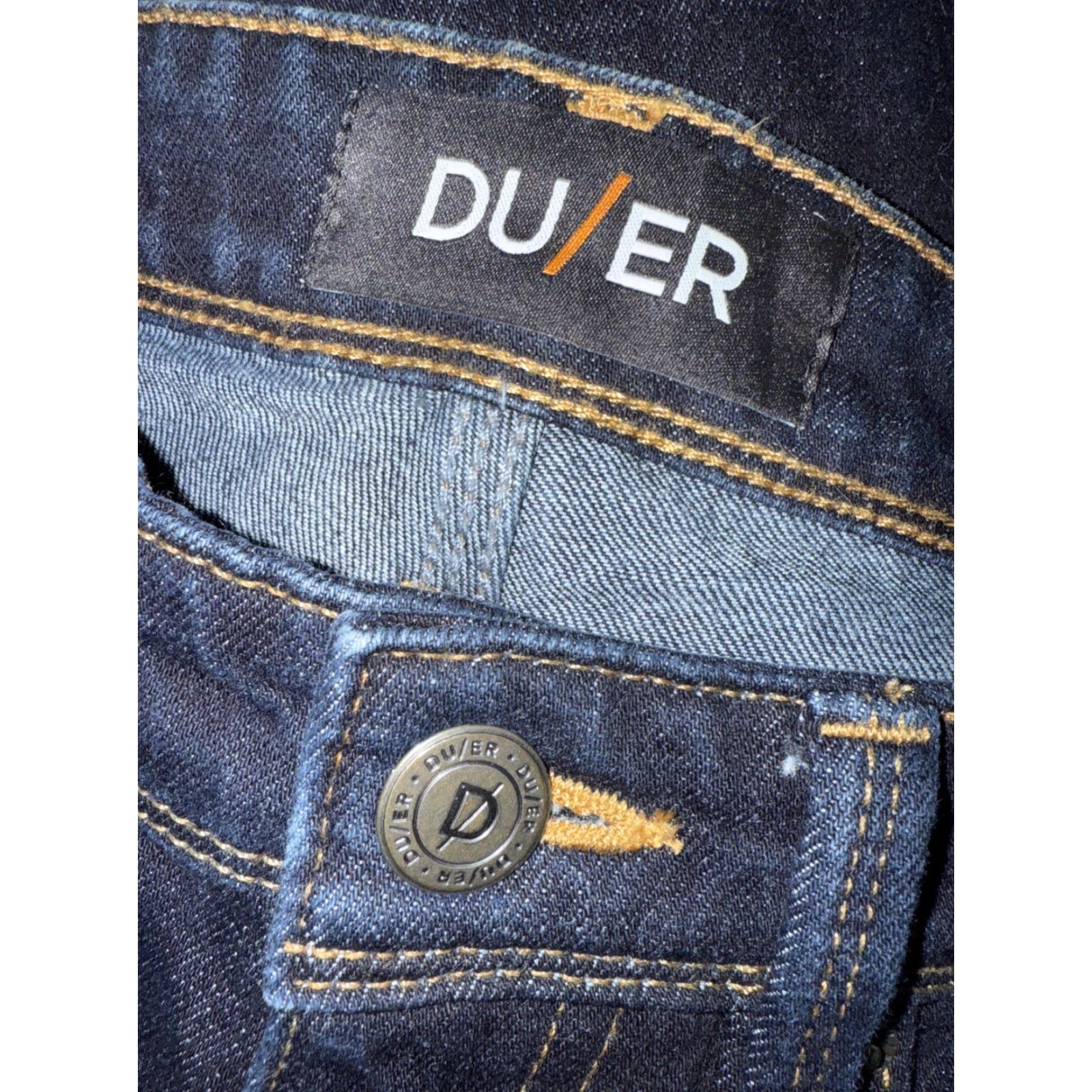 Vintage **DU/ER Jeans Mens Blue Solid Stretch Straight Leg 30 X 32** User: **DU/ER Jeans Mens Blue Solid Stretch Straight Leg 30 X 32** Size US 30 / EU 46 - 4 Thumbnail