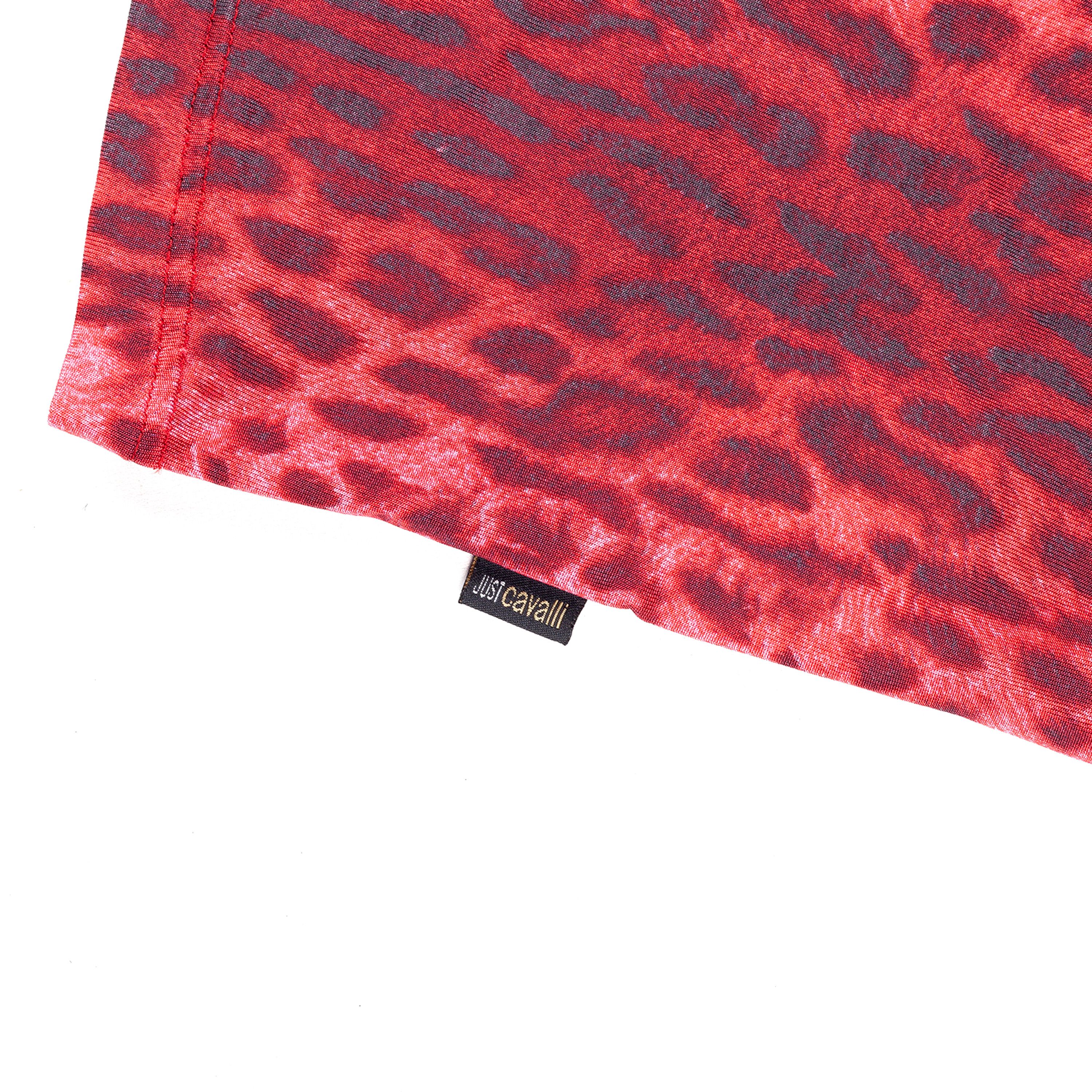 Just Cavalli Just Cavalli Red Cheetah Printed Vintage Top (S) Size S / US 4 / IT 40 - 2 Thumbnail