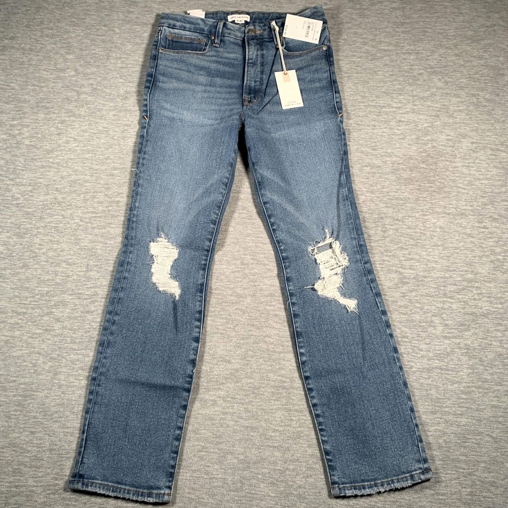 Good American Good American Jeans Womens Hi Rise 27 4/28 Good Classic Distressed Raw Hem Size 27" / US 4 / IT 40 - 2 Thumbnail