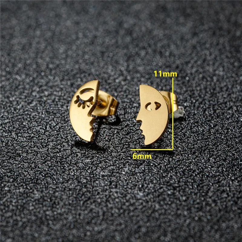 Jewelry Asymmetry Abstract Face Stud Earrings Charm Earring Gift Size ONE SIZE - 2 Thumbnail