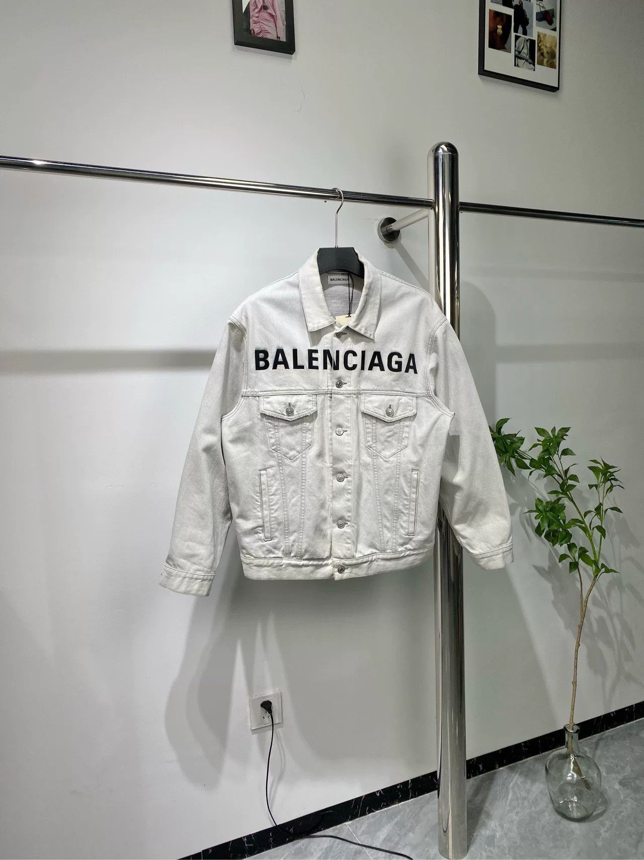 Balenciaga Embroidered Logo Denim Jacket