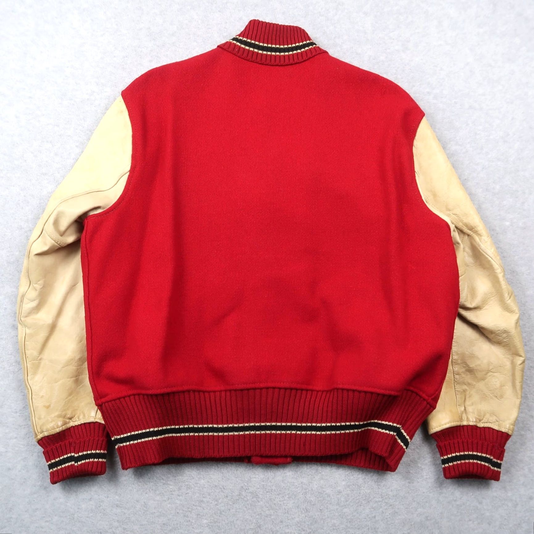 CO VINTAGE HL Whiting Co Varsity Jacket Red 60s Size 46 Wool Nylon Satin Leather Look Letterman Mens Size US S / EU 44-46 / 1 - 2 Thumbnail